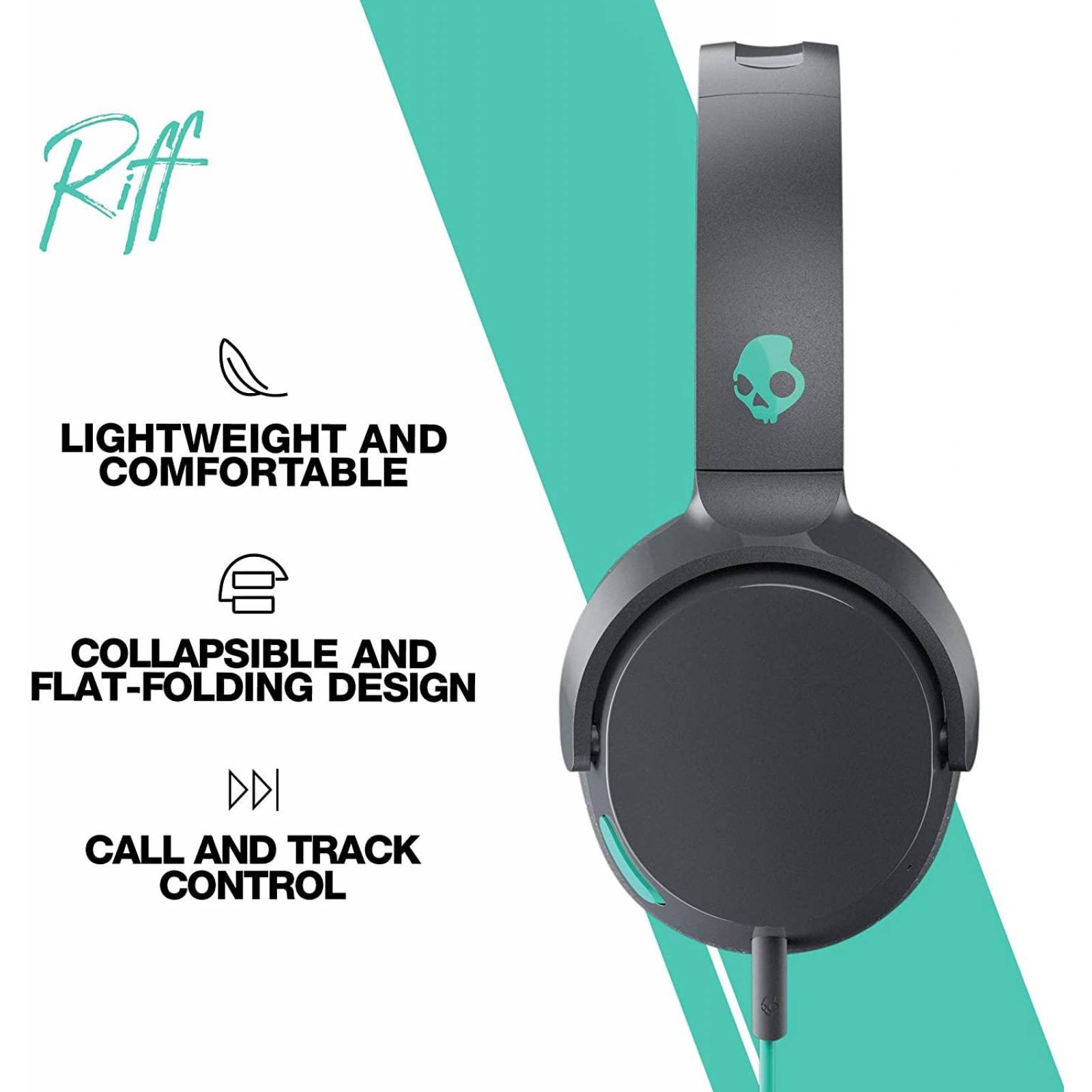 Audifonos Skullcandy On Ear Riff 3.5mm Micro gris verde Negro Chico