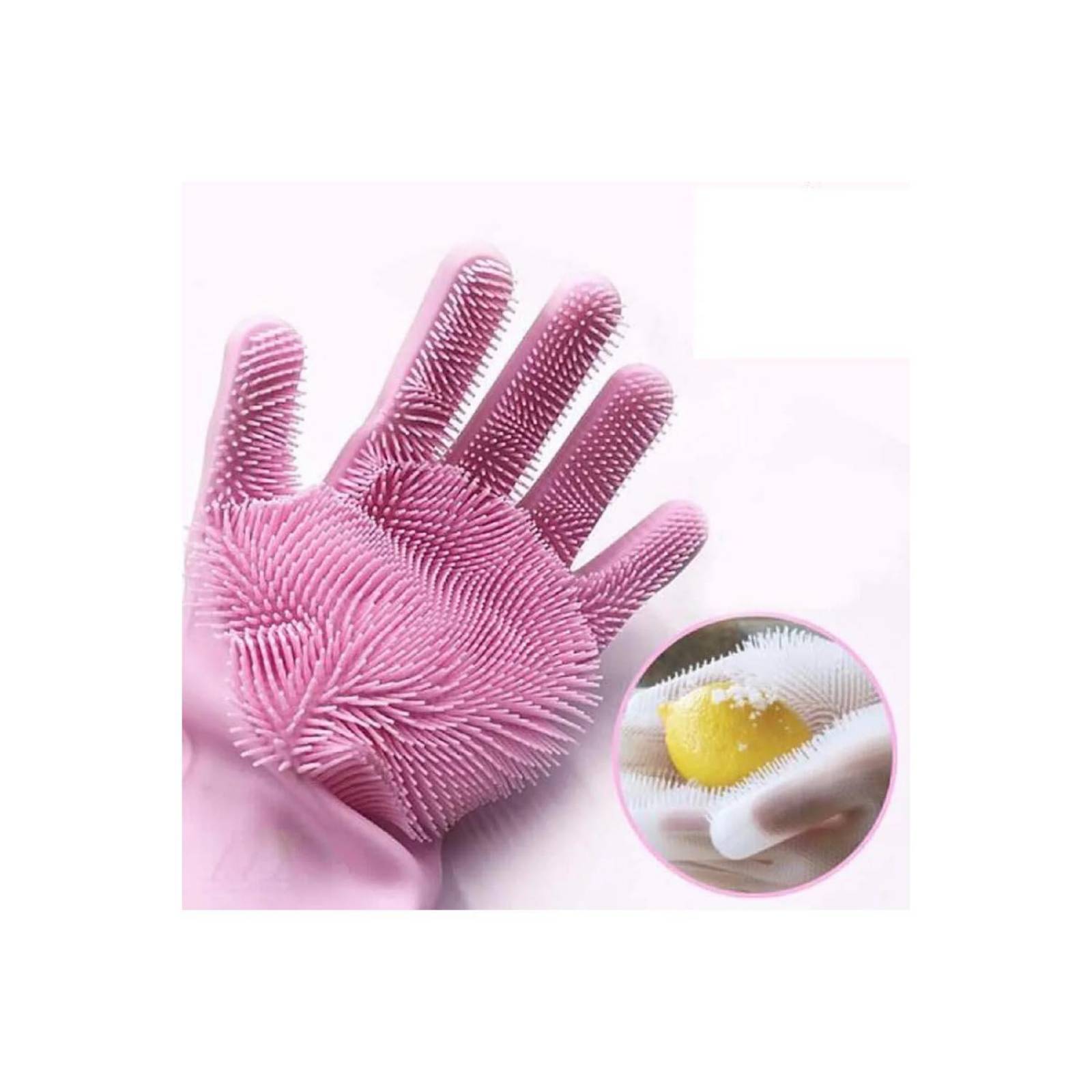 Guantes de silicona para lavar trastes con esponja multiusos Chico Azul