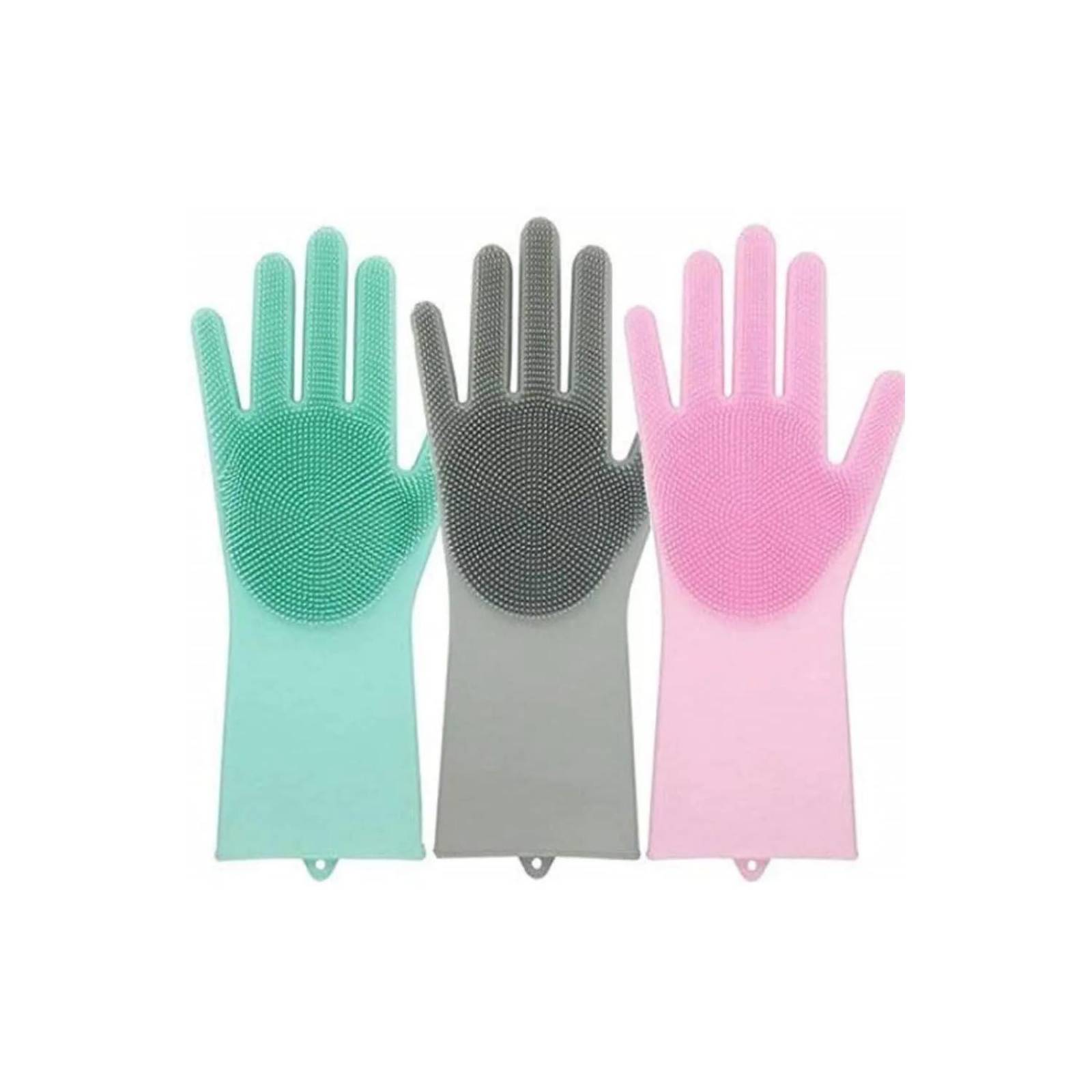 Guantes de silicona para lavar trastes con esponja multiusos Chico Azul