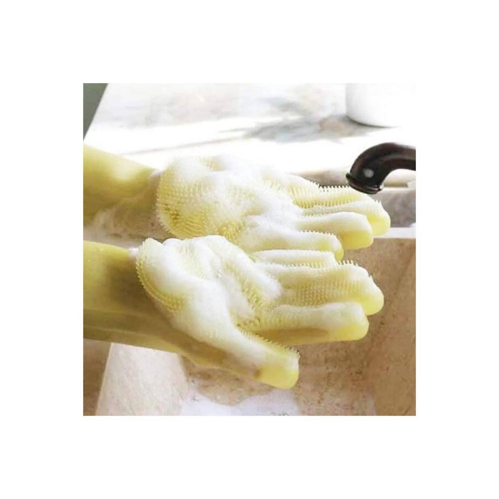 Guantes de silicona para lavar trastes con esponja multiusos Chico Azul