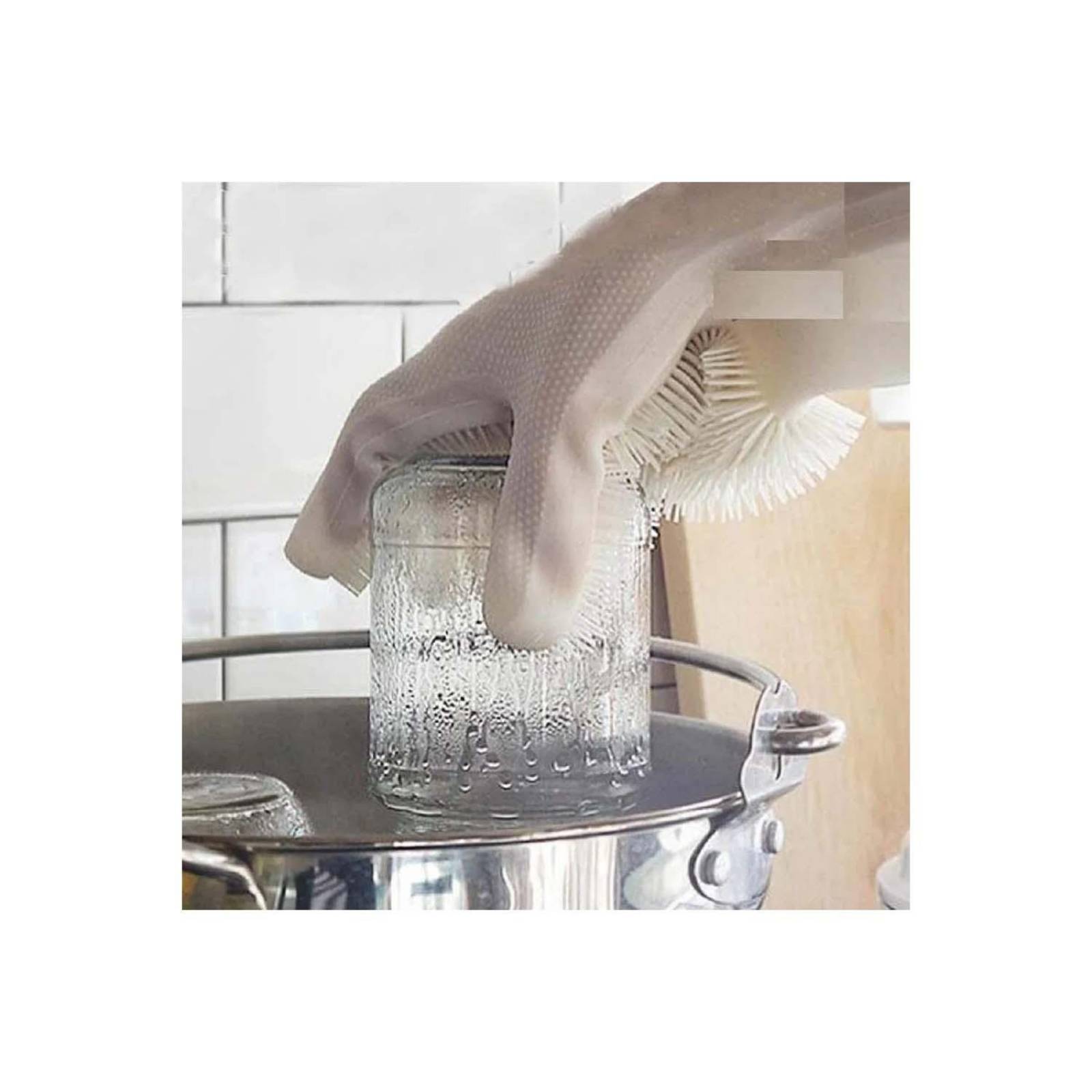 Guantes de silicona para lavar trastes con esponja multiusos Chico Azul