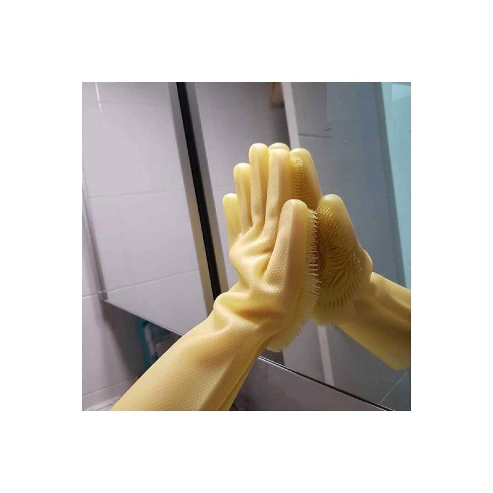 Guantes de silicona para lavar trastes con esponja multiusos Chico Azul