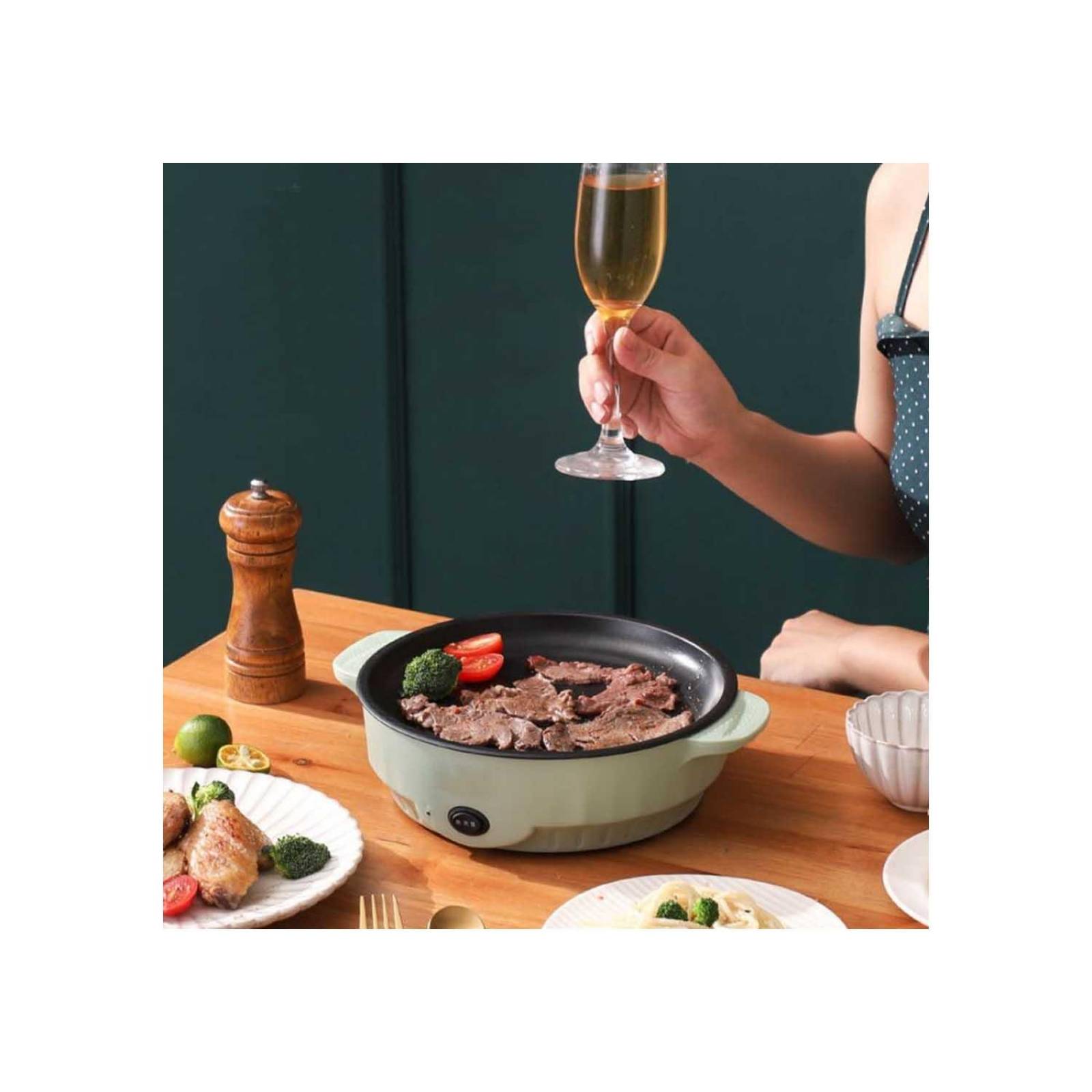 Sartén eléctrico antiadherente comida sana Blanco