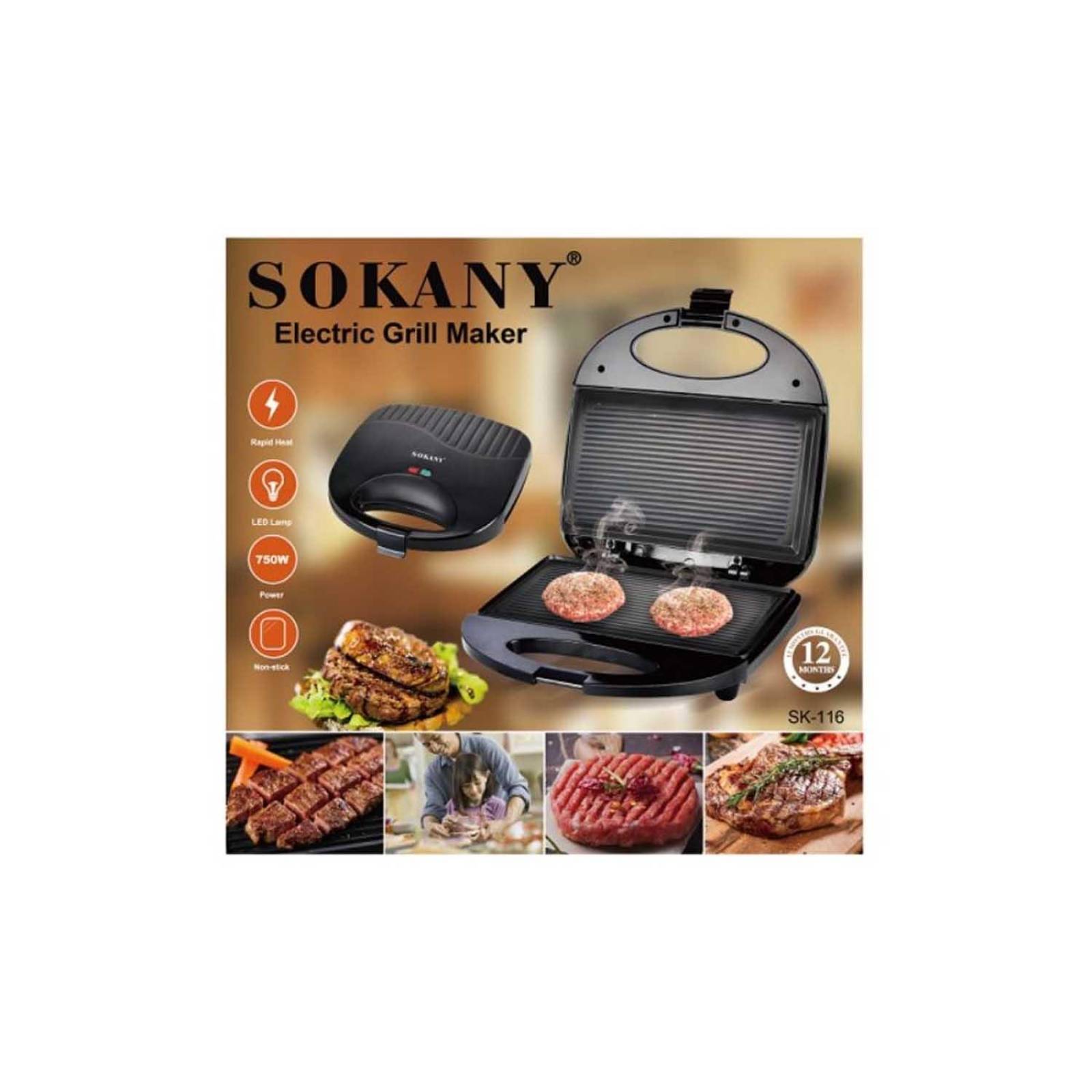 Parrilla eléctrica sandwichera tostadora eléctrica Grill maker Blanco