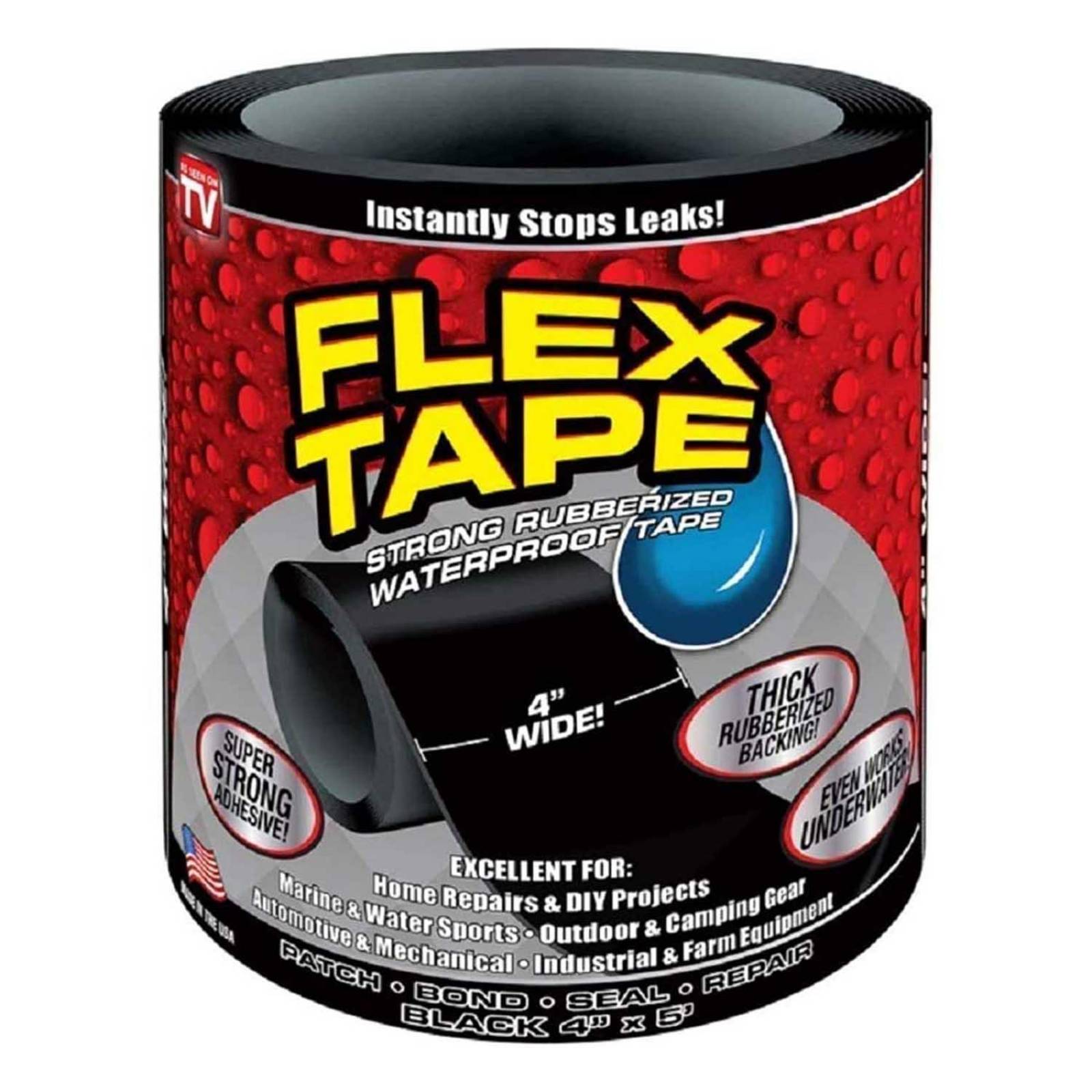 Flex Tape cinta impermeable de goma 4 pulgadas negro Blanco