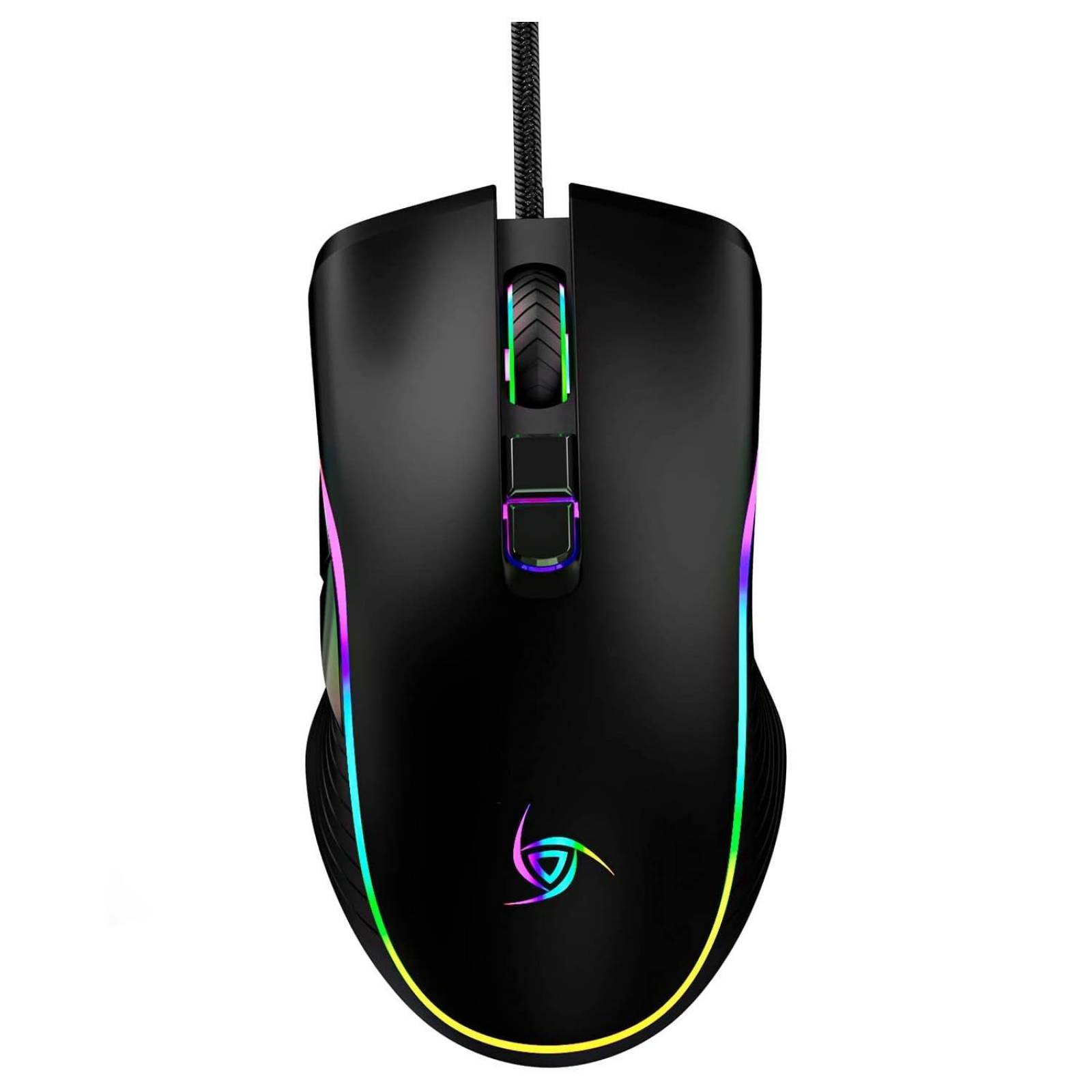 Mouse gamer VSG Hero ambidiestro con sensor instant A725F RGB Chico Negro