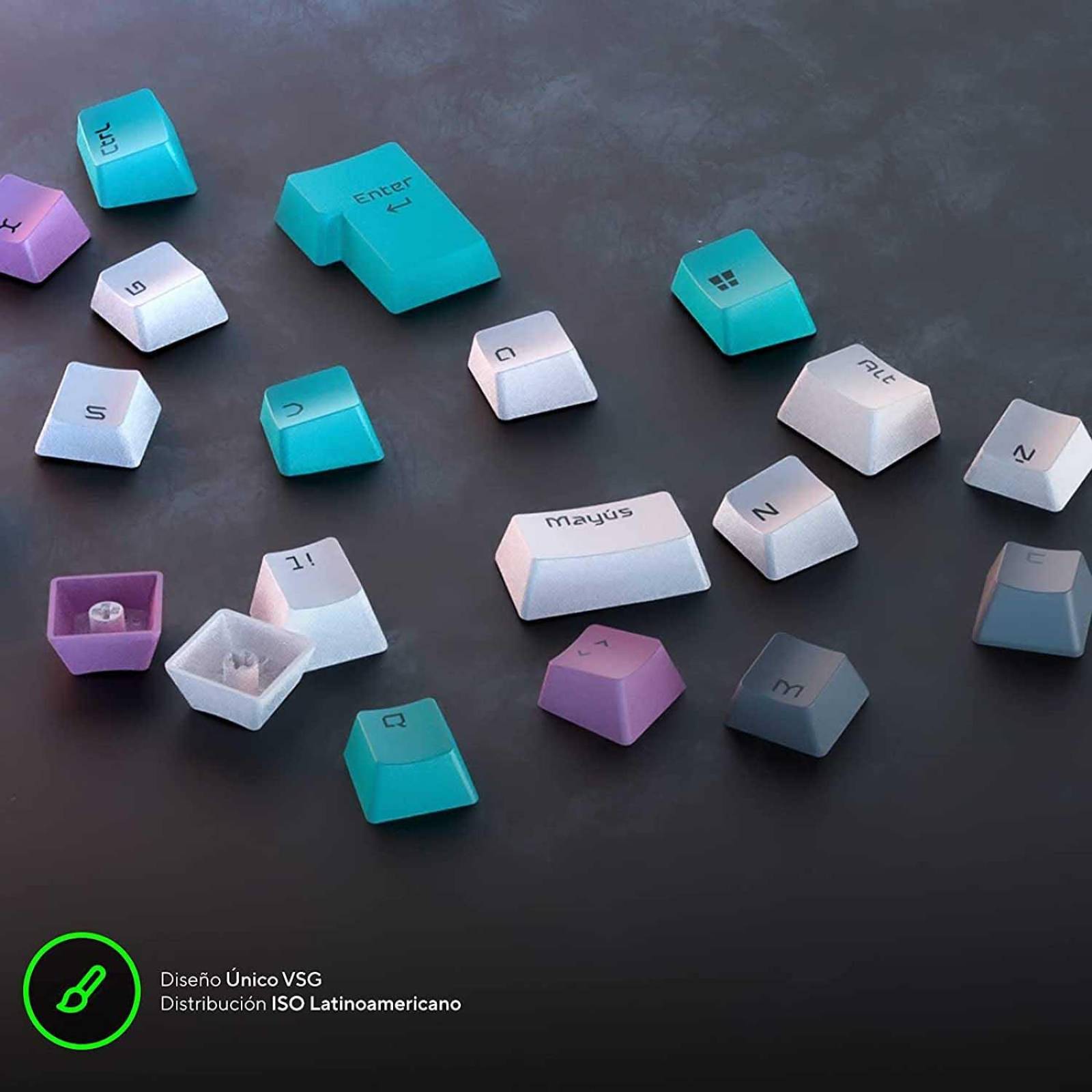 Stardust VSG 105 Keycaps PBT doble inyección ISO Latin aqua Chico Azul
