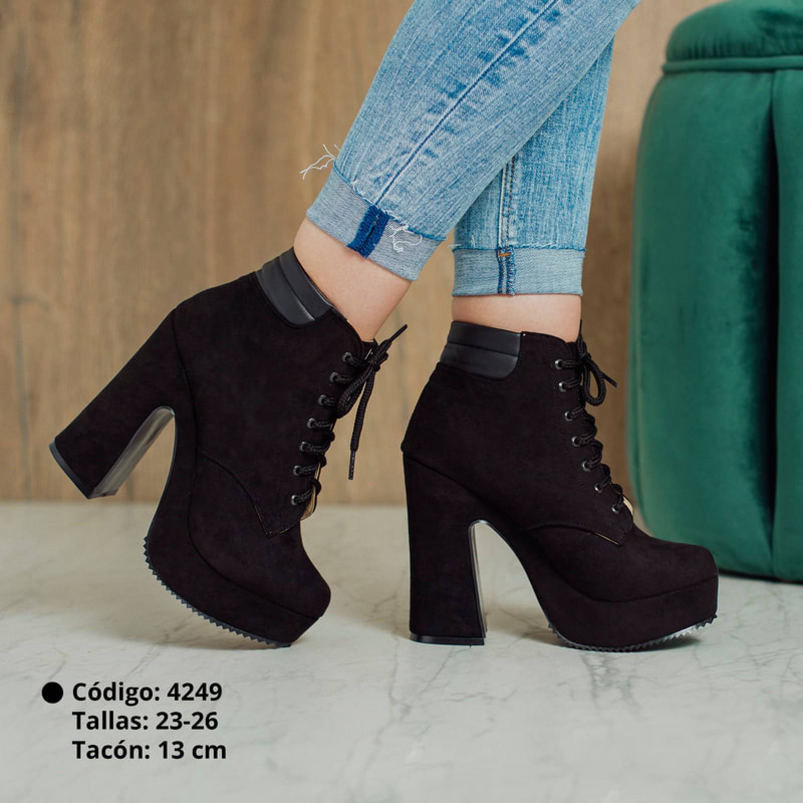 BOTIN CHIC SHOES TIPO TACON PARA DAMA NEGRO 4249