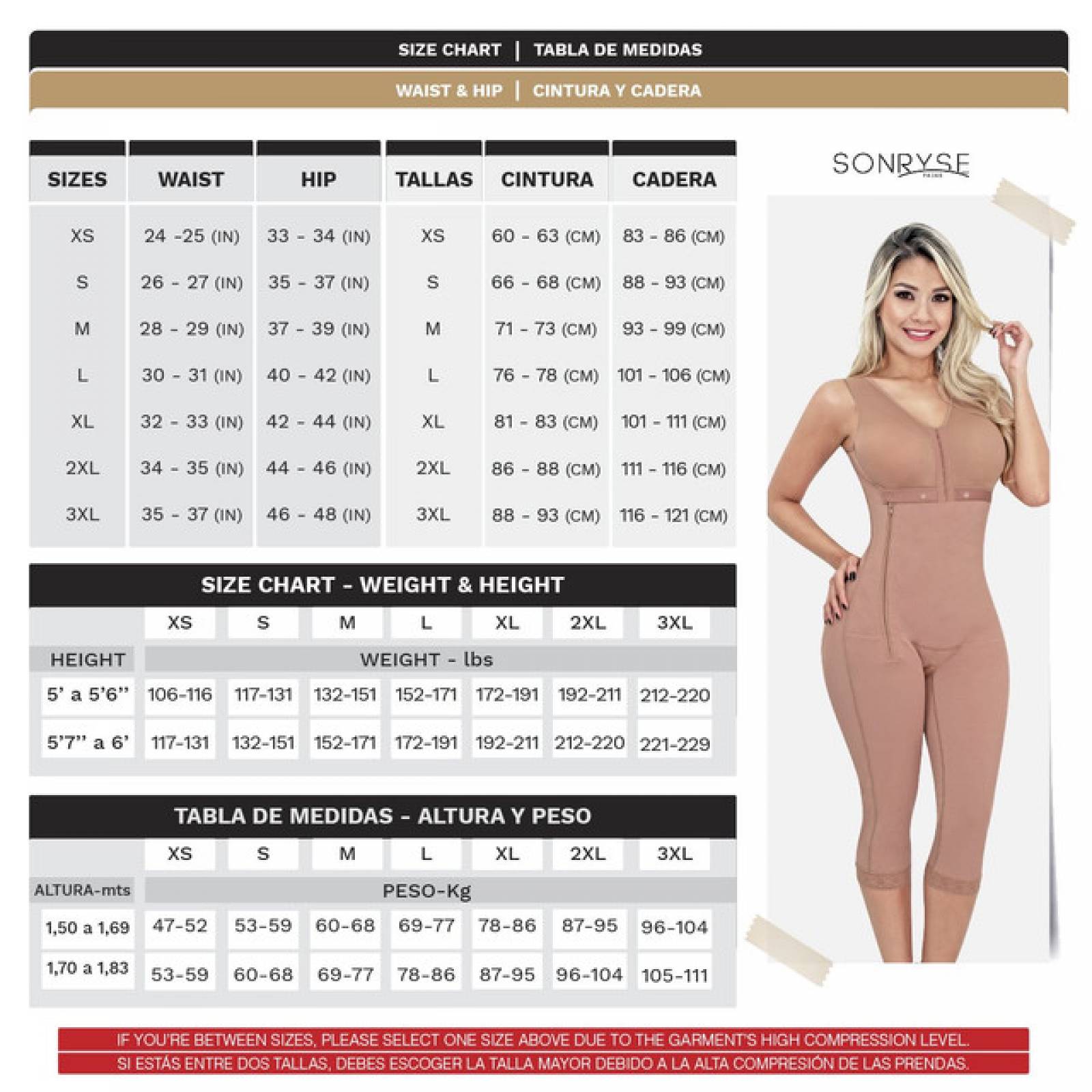 FAJA COLOMBIANA SONRYSE COCOA 10 TIPO POSTPARTO PARA MUJER