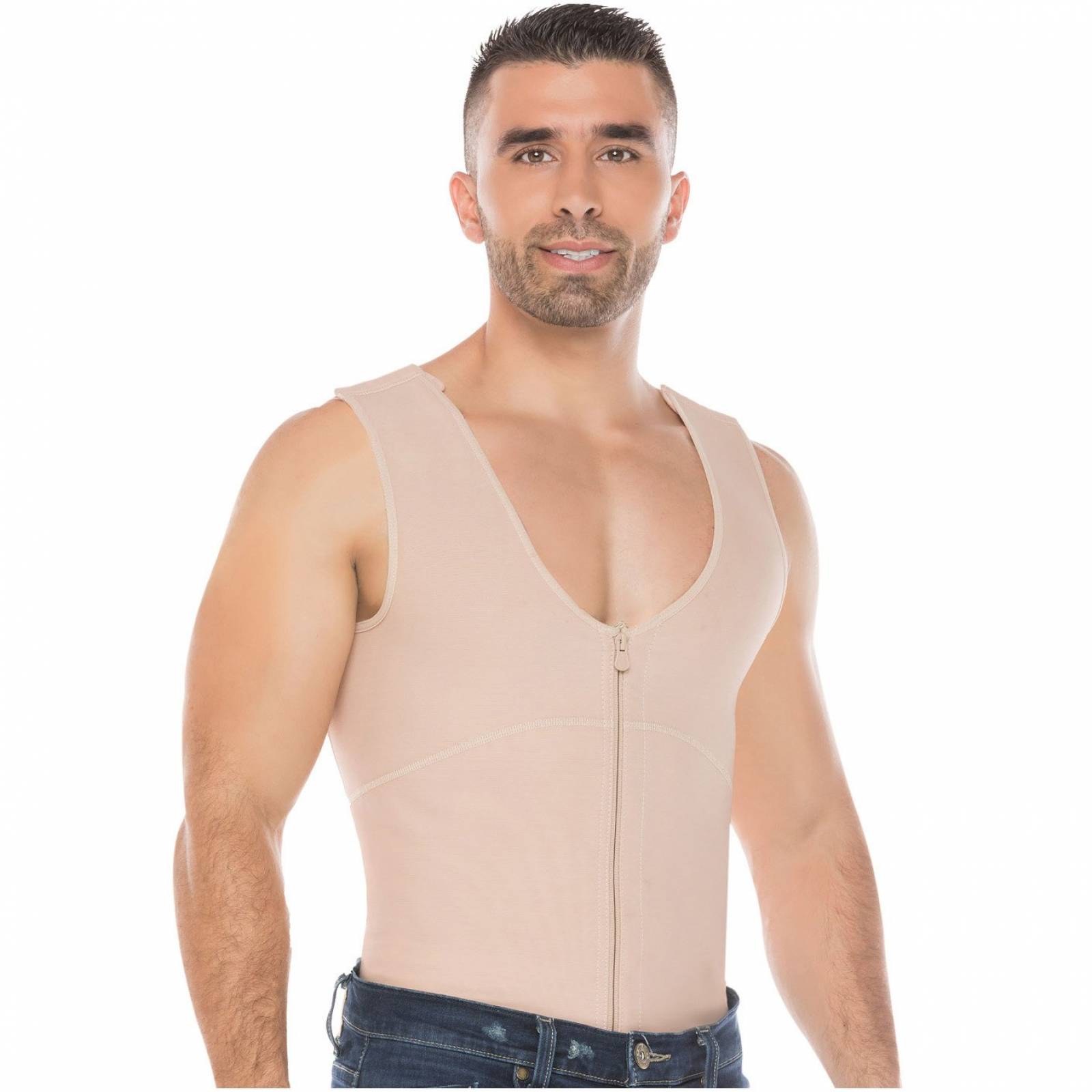 FAJA COLOMBIANA SALOME BEIGE 122 TIPO CAMISETA PARA HOMBRE