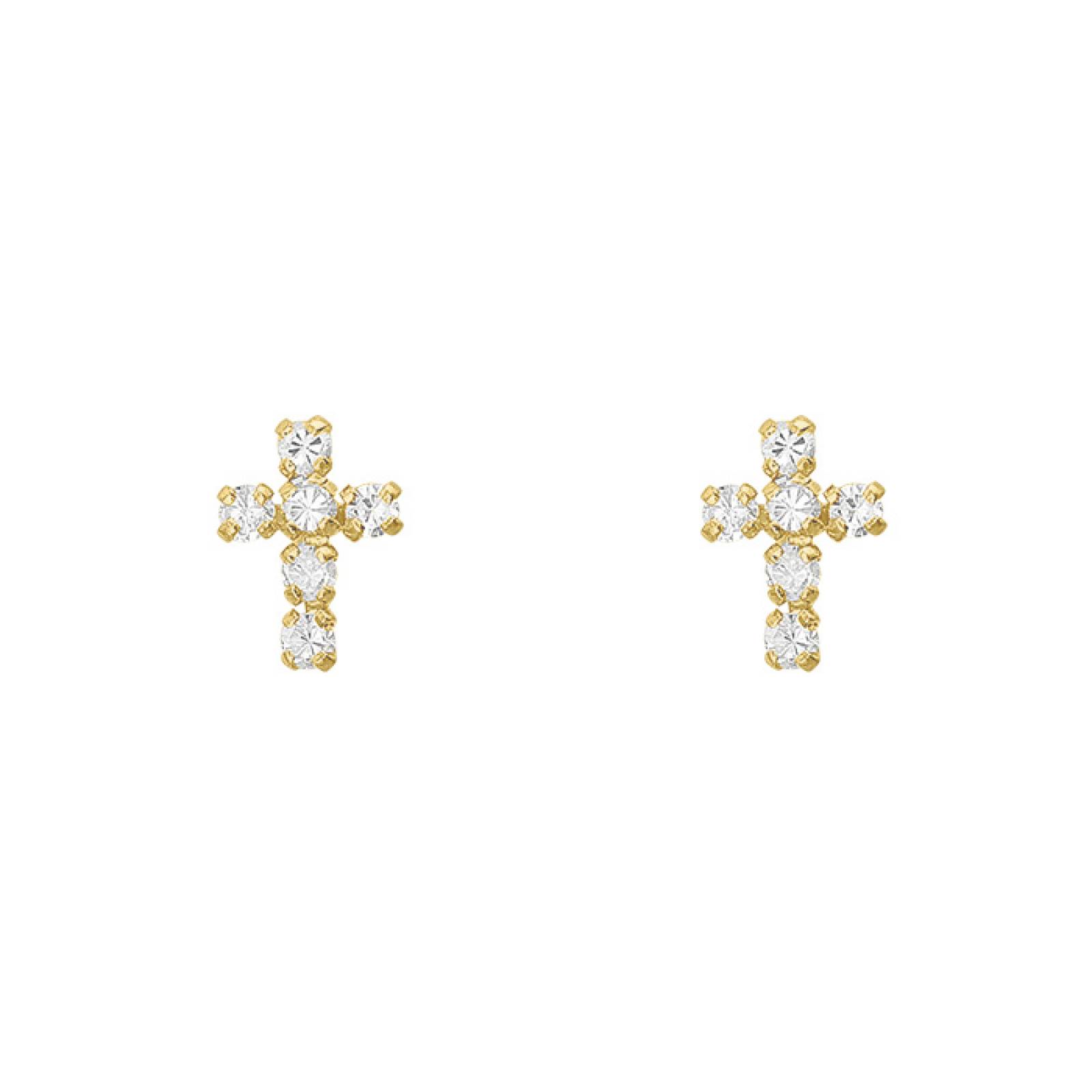 Broquel Cruz Circonias Oro 10K - 1483