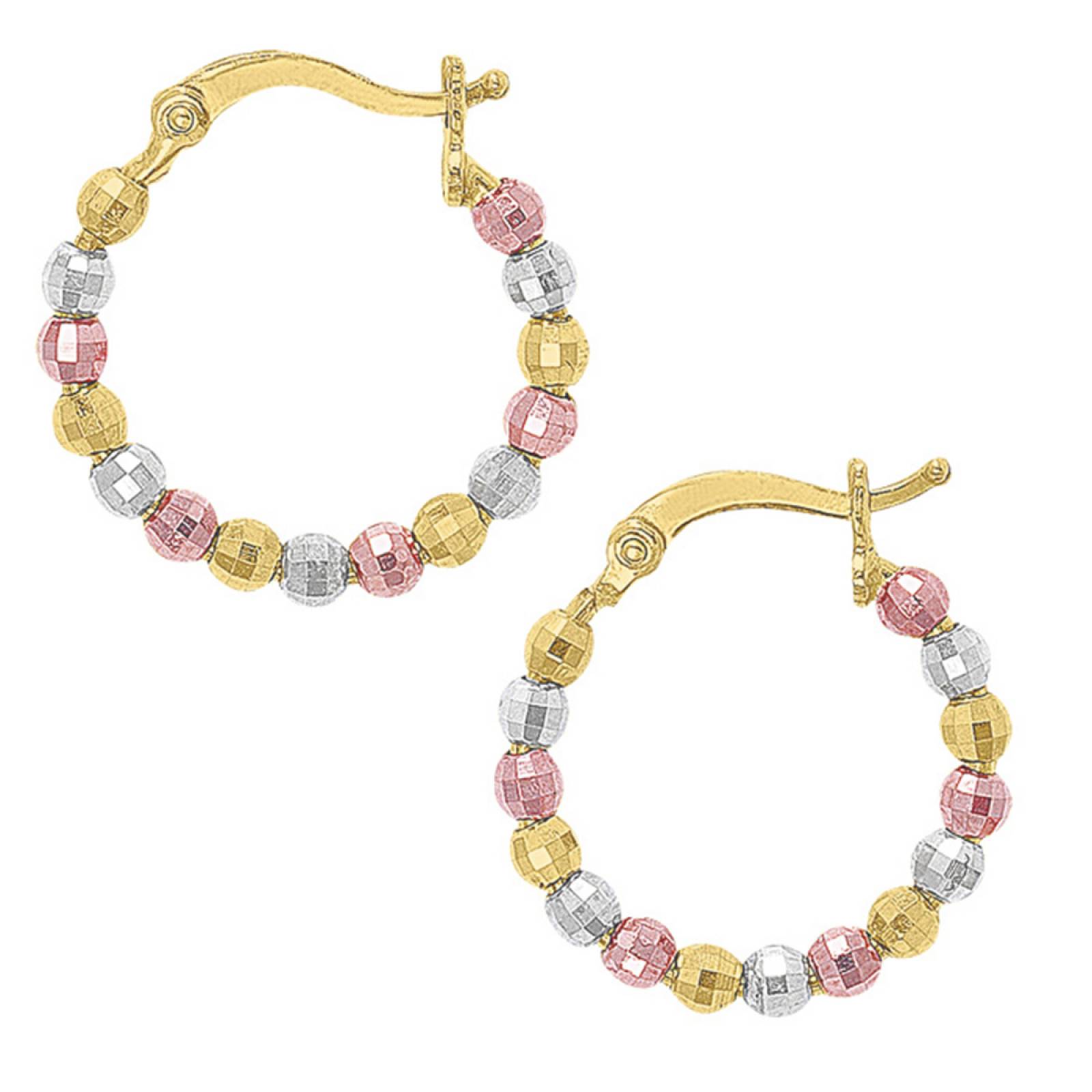 Arracadas Bolitas 3 Colores Mediana Oro 10K - 3561