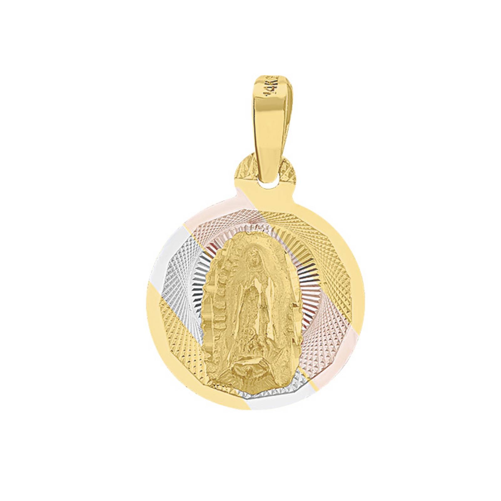 Medalla Redonda Guadalupe 3 Colores Oro 14K - 2926