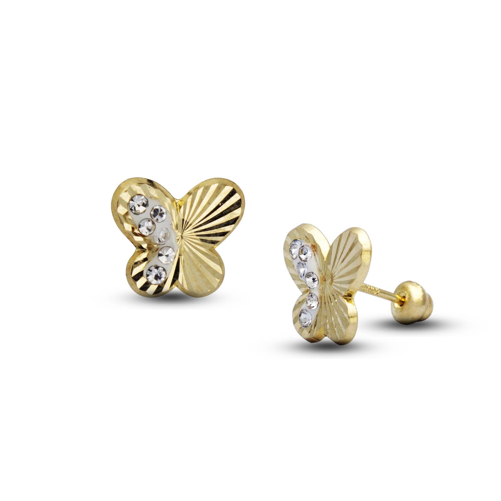 Broquel Mariposa Mitad Diamantada 10K - 2995