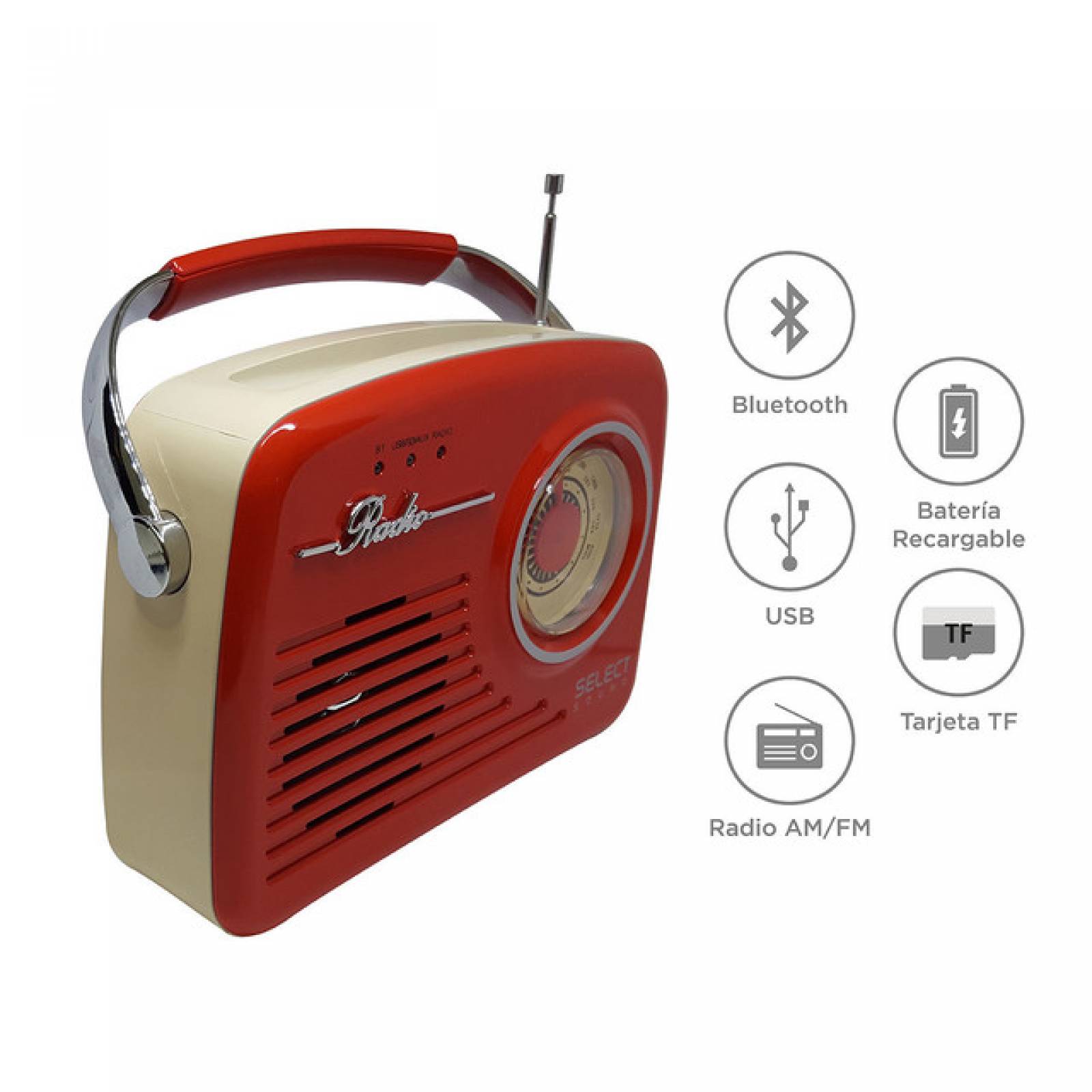 Bocina Select Sound Radio USB Micro SD 3.5 mm BT-1010ROJO