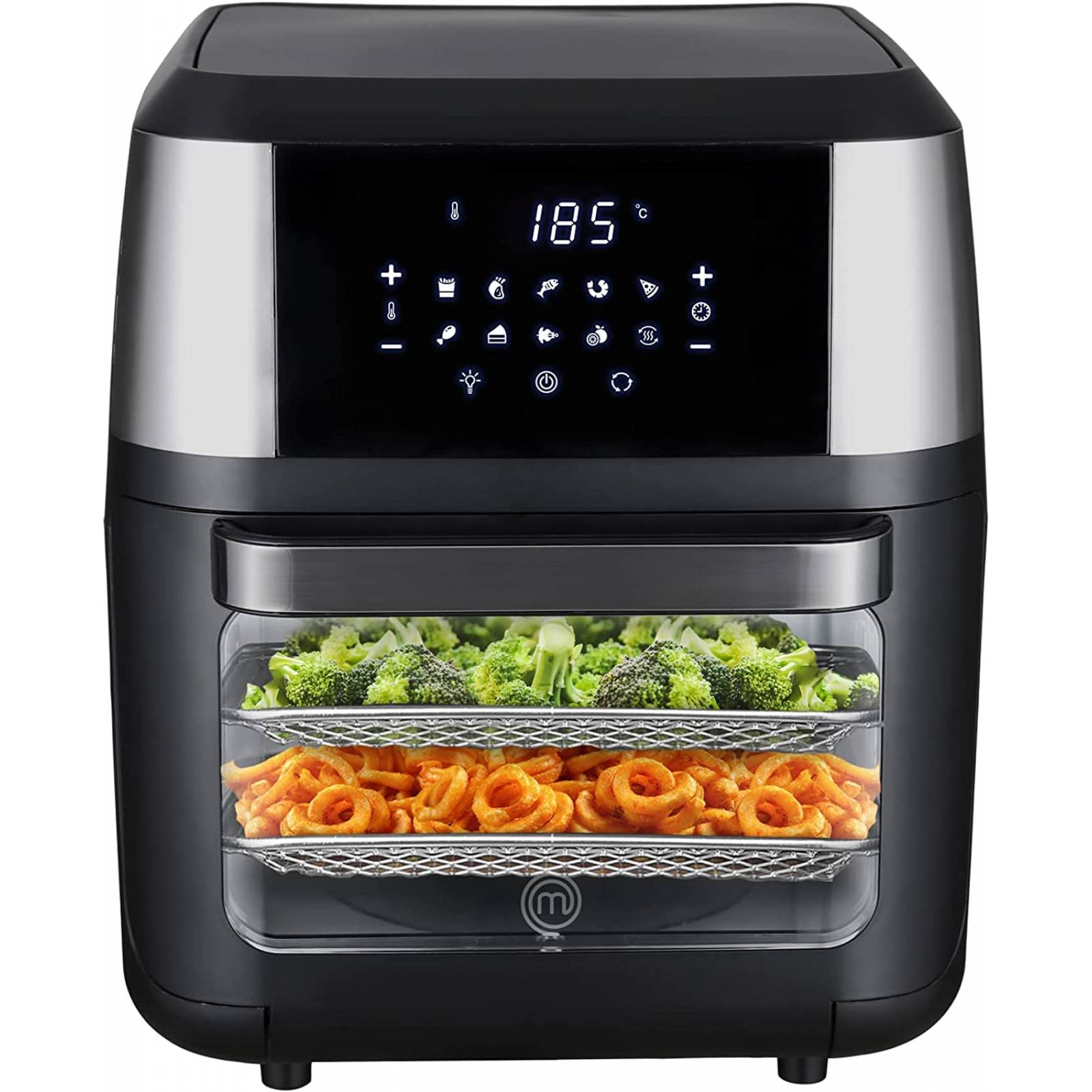 MASTERCHEF  Freidora de Aire  Horno de Conveccion Multifuncion, Rostizador, Deshidratador y mas  Air Fryer Oven  12 Litros  Pantalla Tactil  10 Funciones 1700W