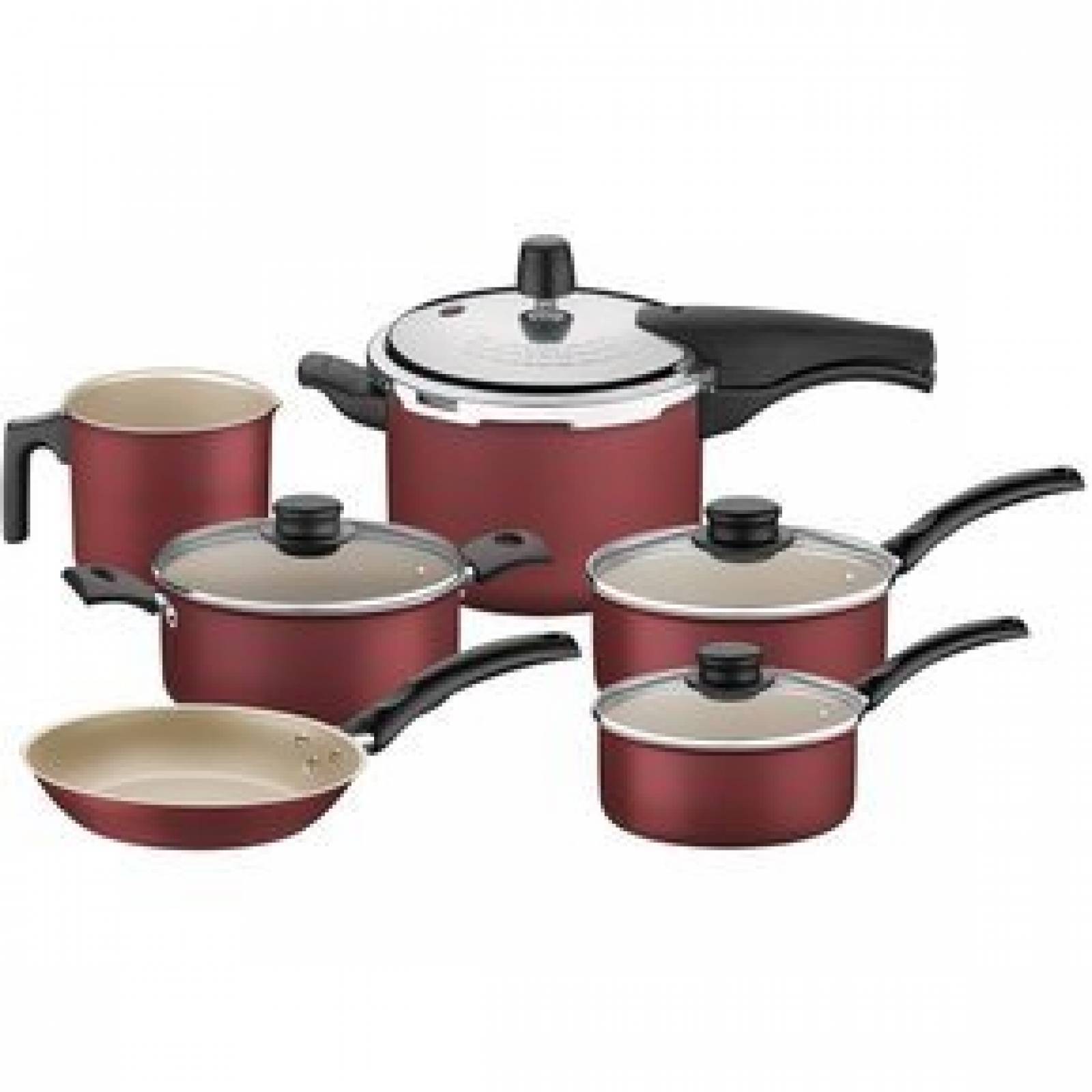 T-fal B036SE Excite ProGlide Nonstick Thermo-Spot Heat Indicator Dishwasher  Oven Safe Cookware Set, 14-Piece, Bronze