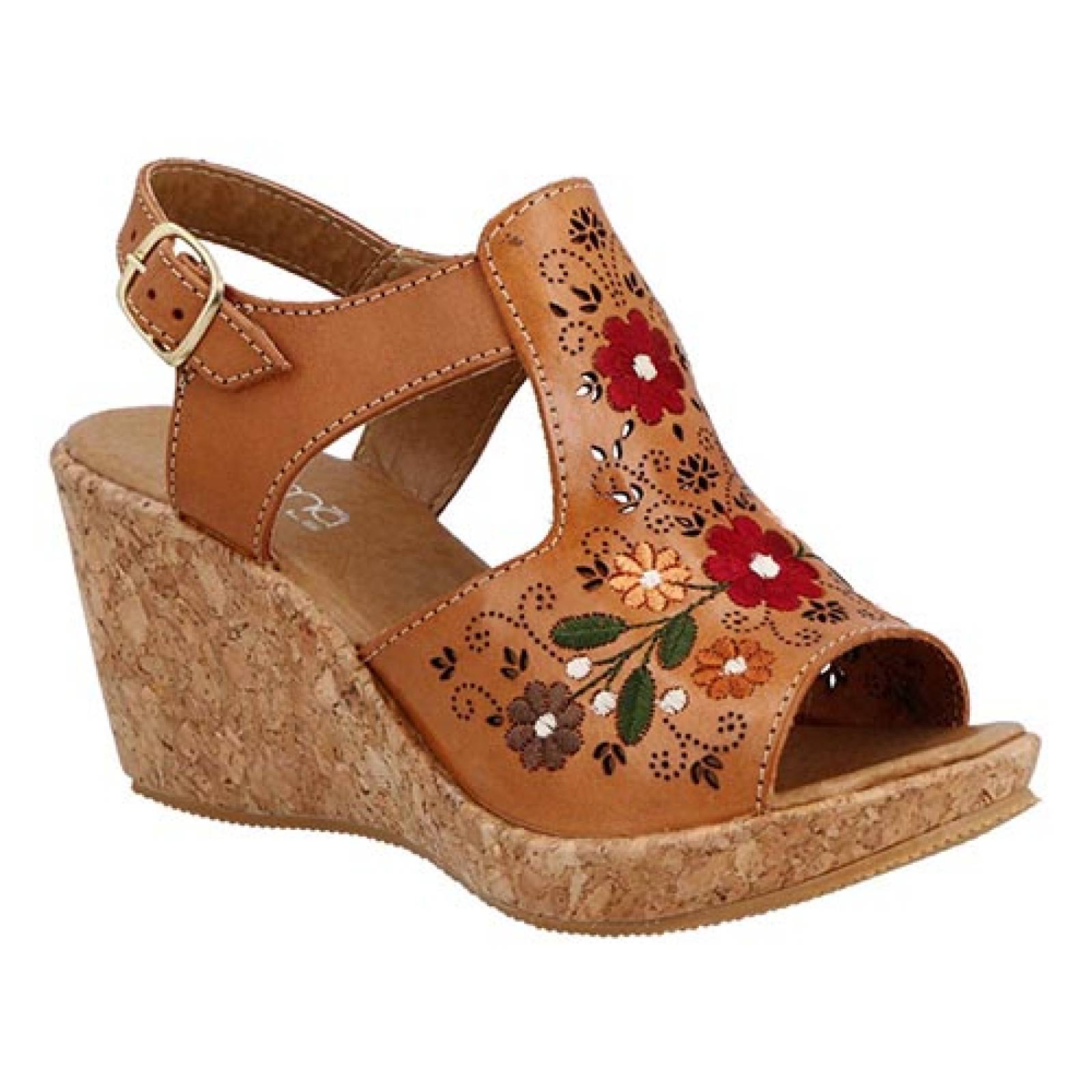Sandalia Zapato Vaquetilla Umma 1904 Bordado Zapato Plataforma Piel Color Nuez