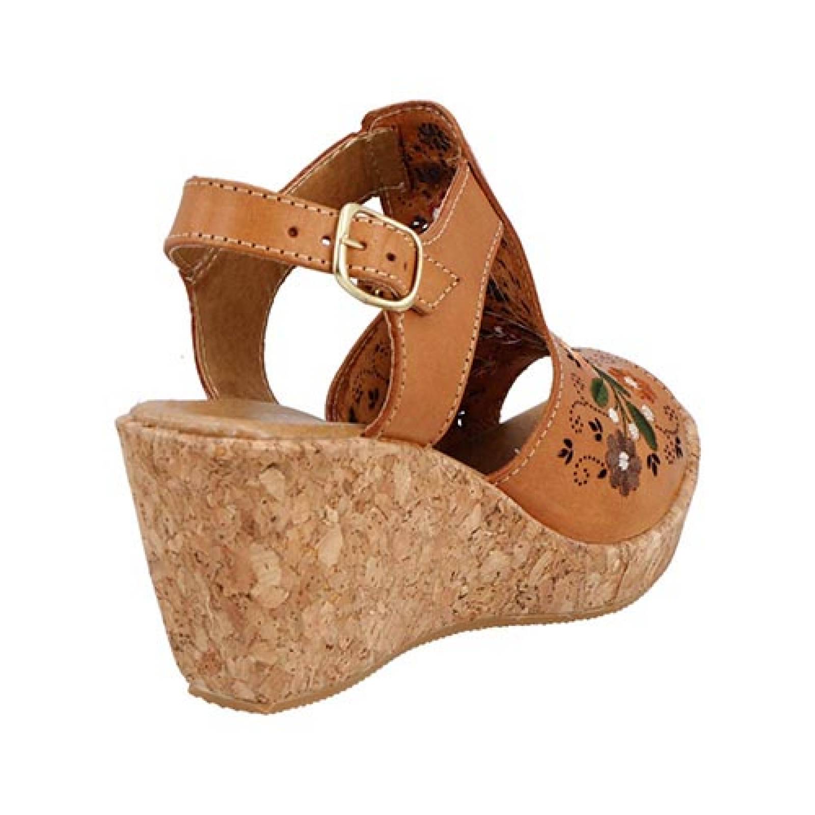 Sandalia Zapato Vaquetilla Umma 1904 Bordado Zapato Plataforma Piel Color Nuez