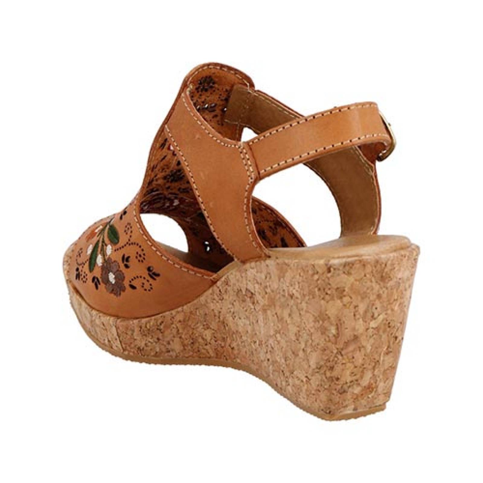 Sandalia Zapato Vaquetilla Umma 1904 Bordado Zapato Plataforma Piel Color Nuez