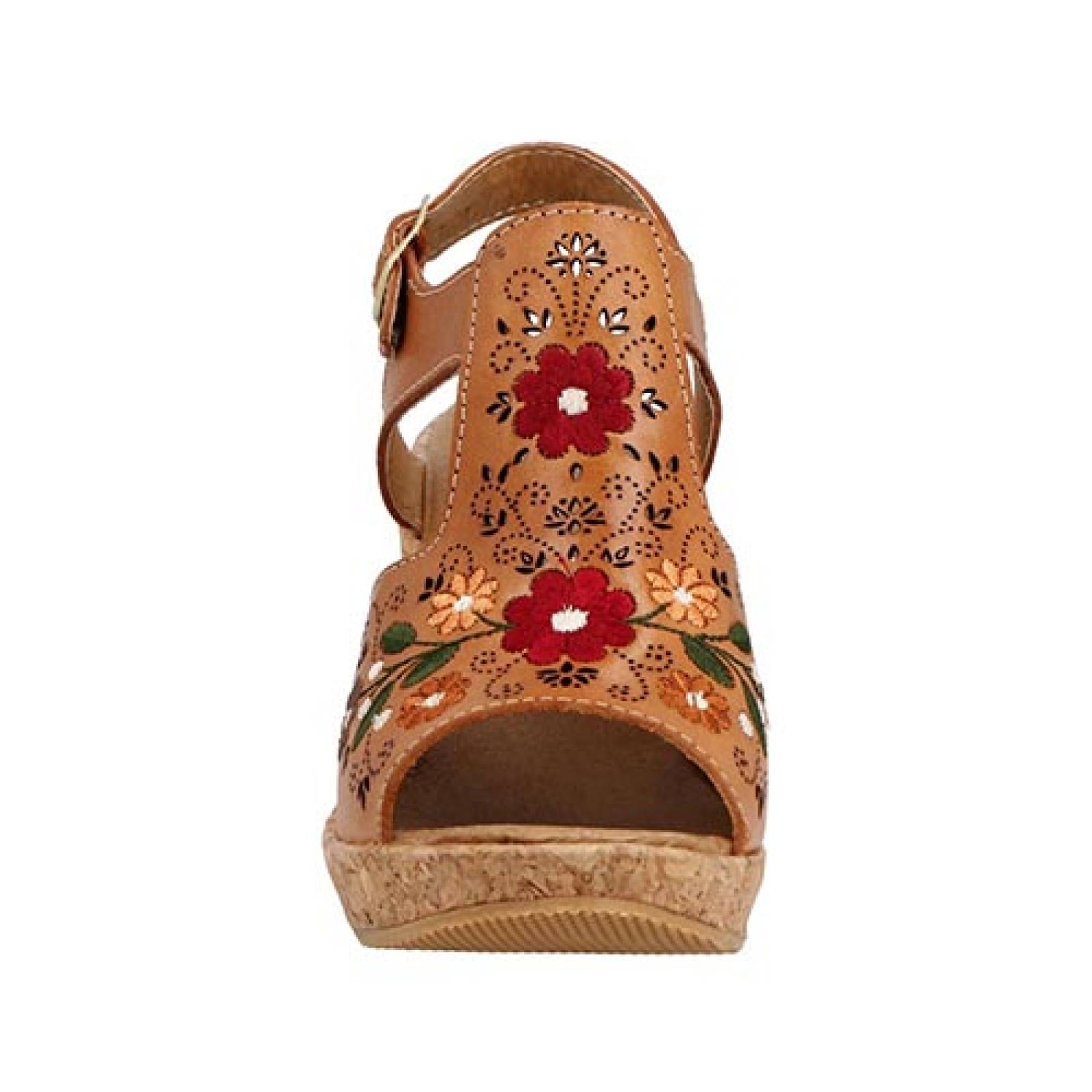 Sandalia Zapato Vaquetilla Umma 1904 Bordado Zapato Plataforma Piel Color Nuez