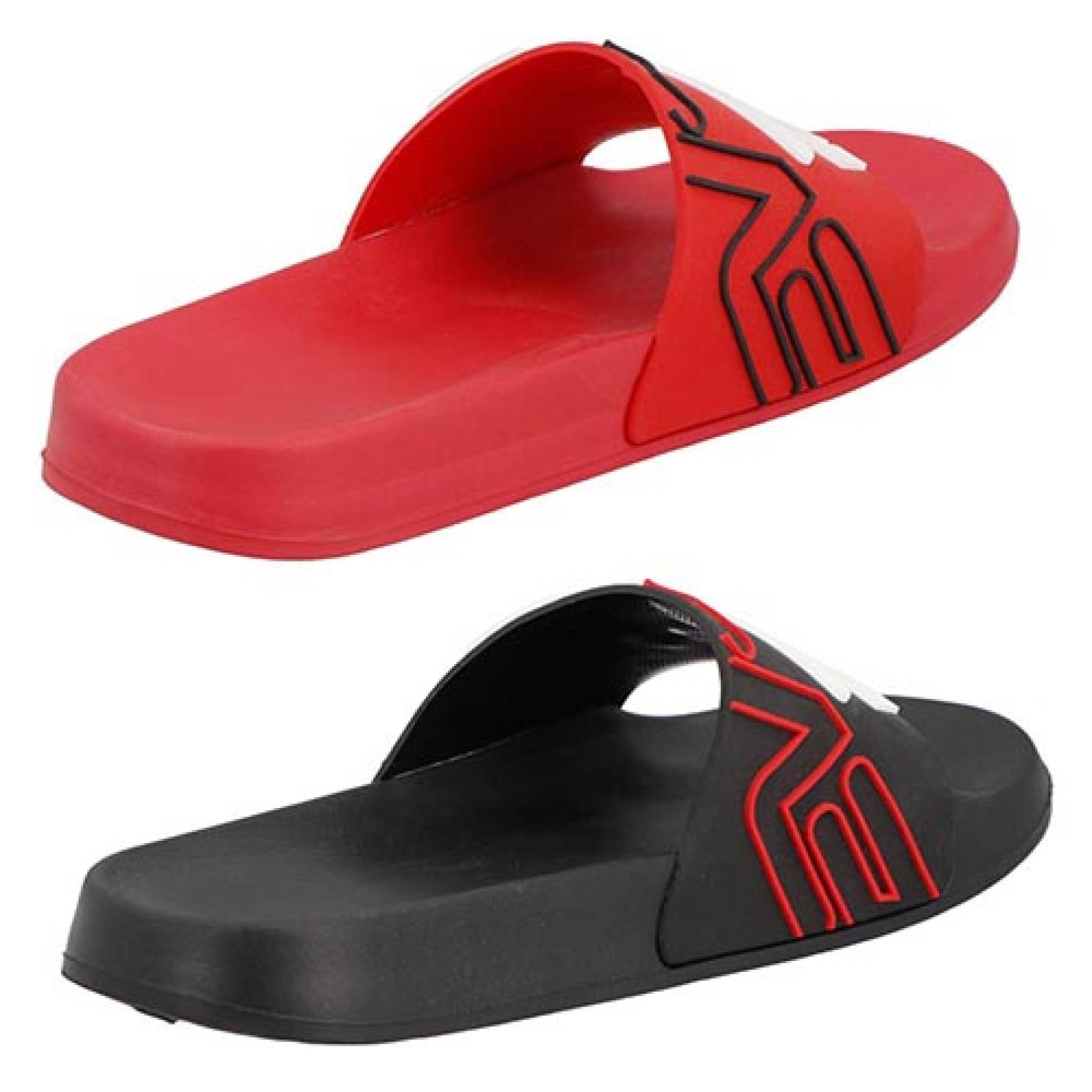 Sandalias para Hombre Hr A6628 Bipack Alberca Playa  Chanclas 2pack Plastico Color Rojo/Negro 2 par