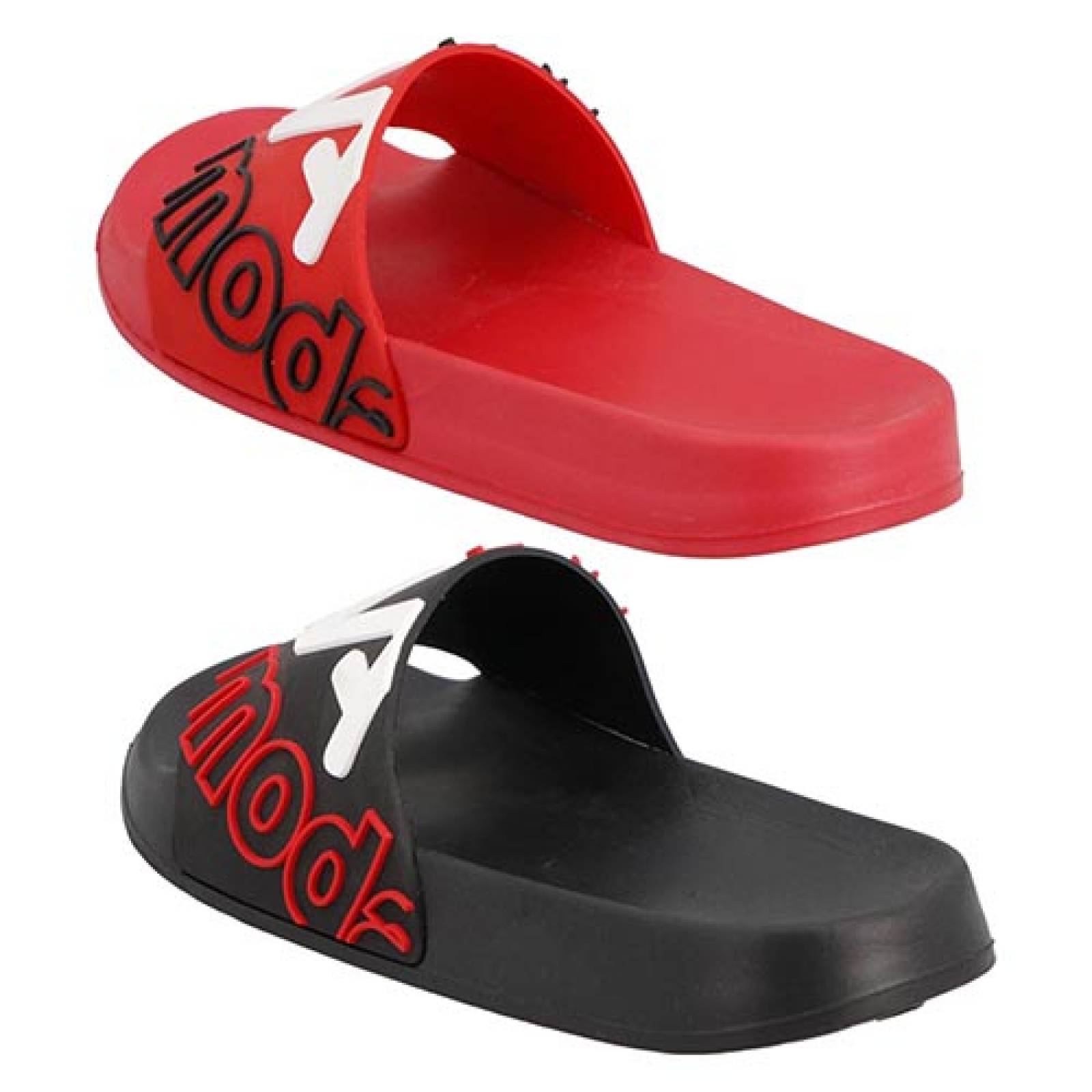 Sandalias para Hombre Hr A6628 Bipack Alberca Playa  Chanclas 2pack Plastico Color Rojo/Negro 2 par