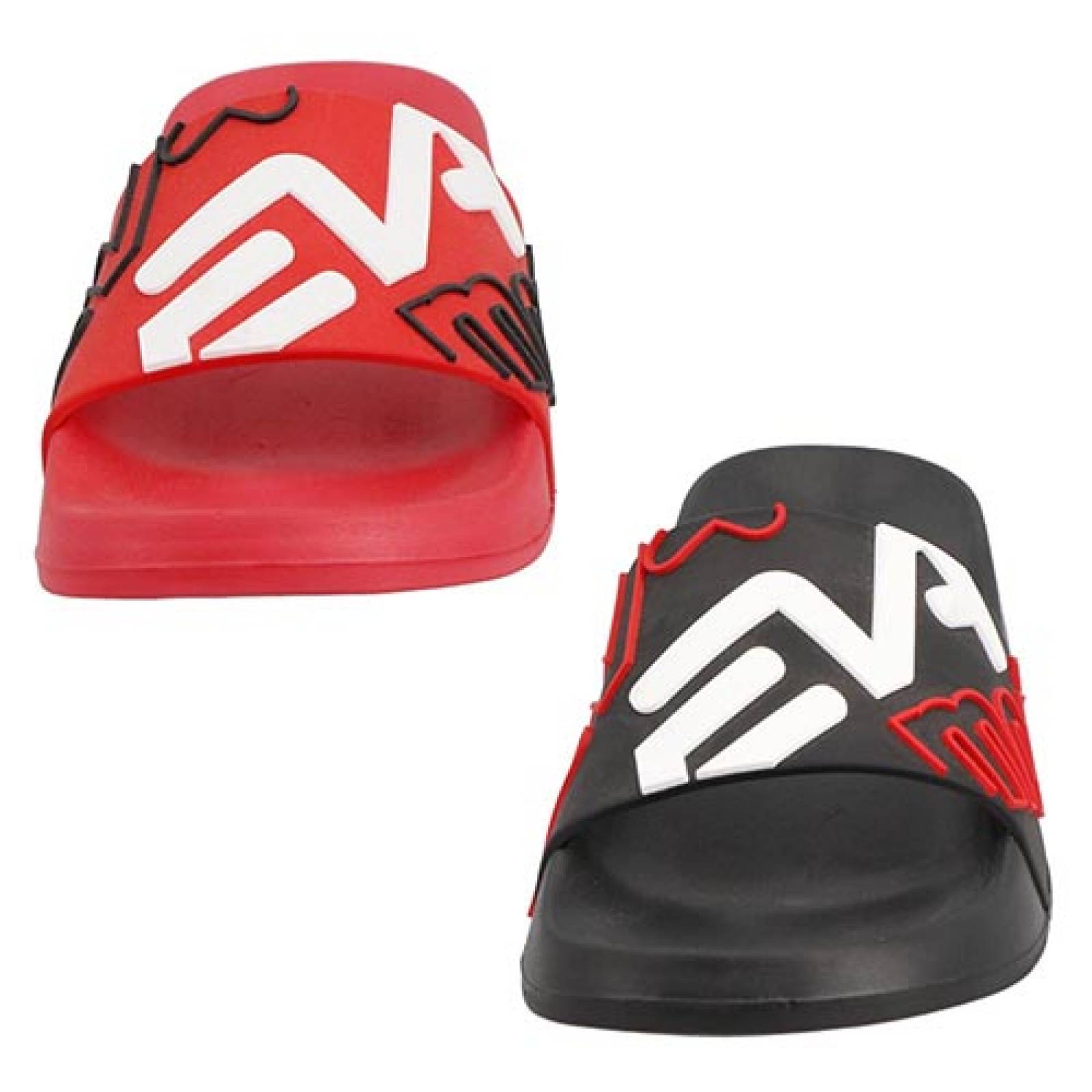 Sandalias para Hombre Hr A6628 Bipack Alberca Playa  Chanclas 2pack Plastico Color Rojo/Negro 2 par