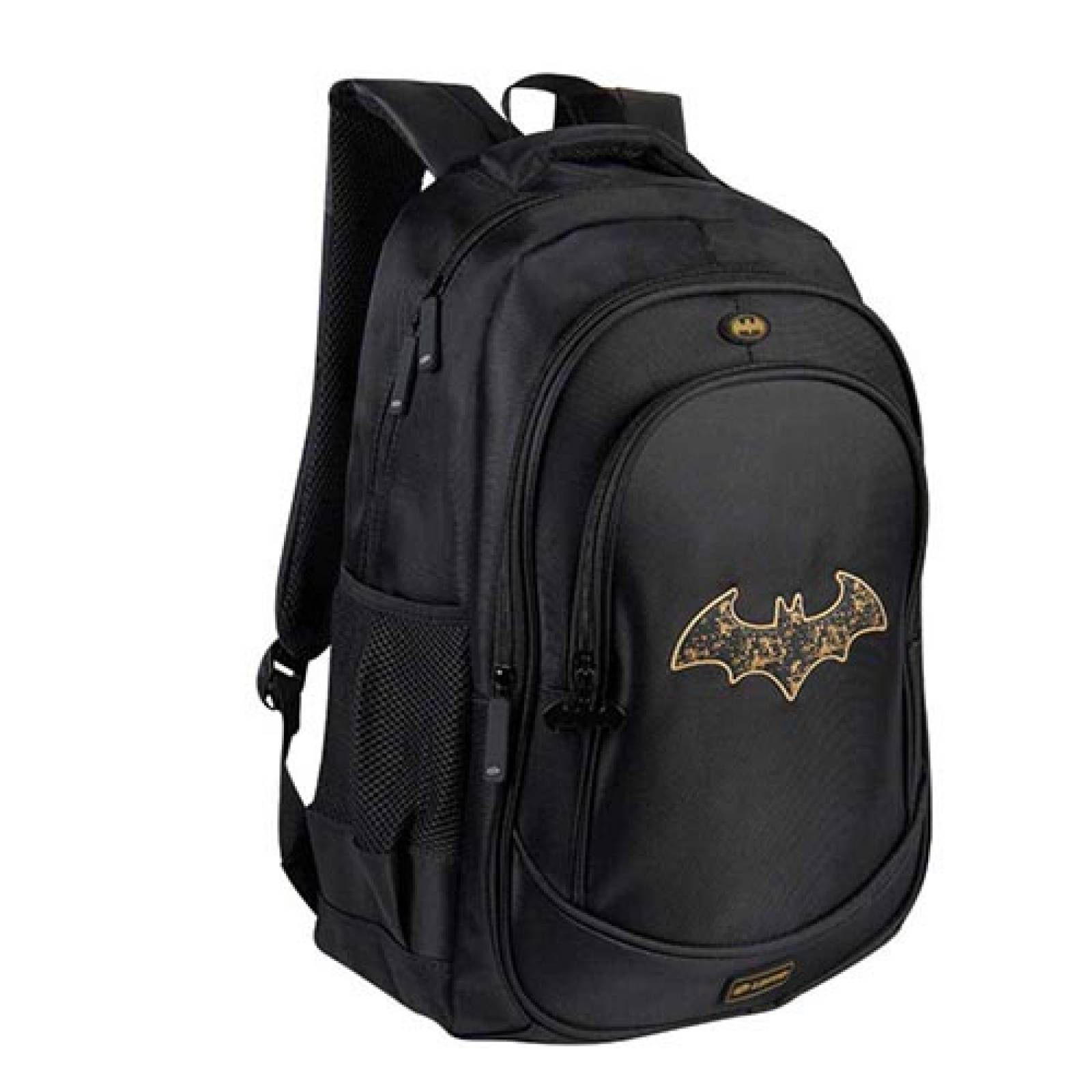 Mochila Escolar  Lotto  Batman 02 Textil  Negra Logo Batman