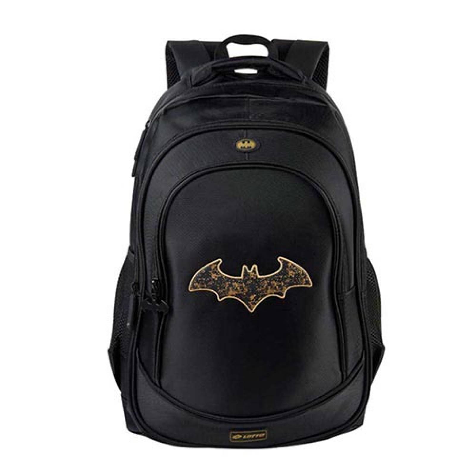 Mochila Escolar  Lotto  Batman 02 Textil  Negra Logo Batman