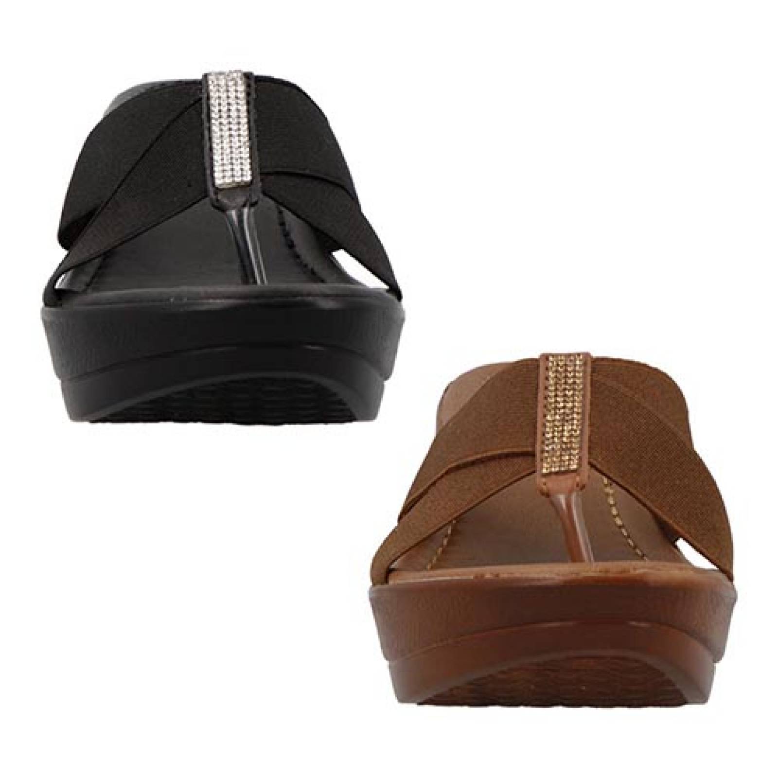 Zapatillas Plataforma Mujer UH LULU by EH! Shuzs Pu3043 Tacon Bajo Dama 2x1 Color Negro/Tan