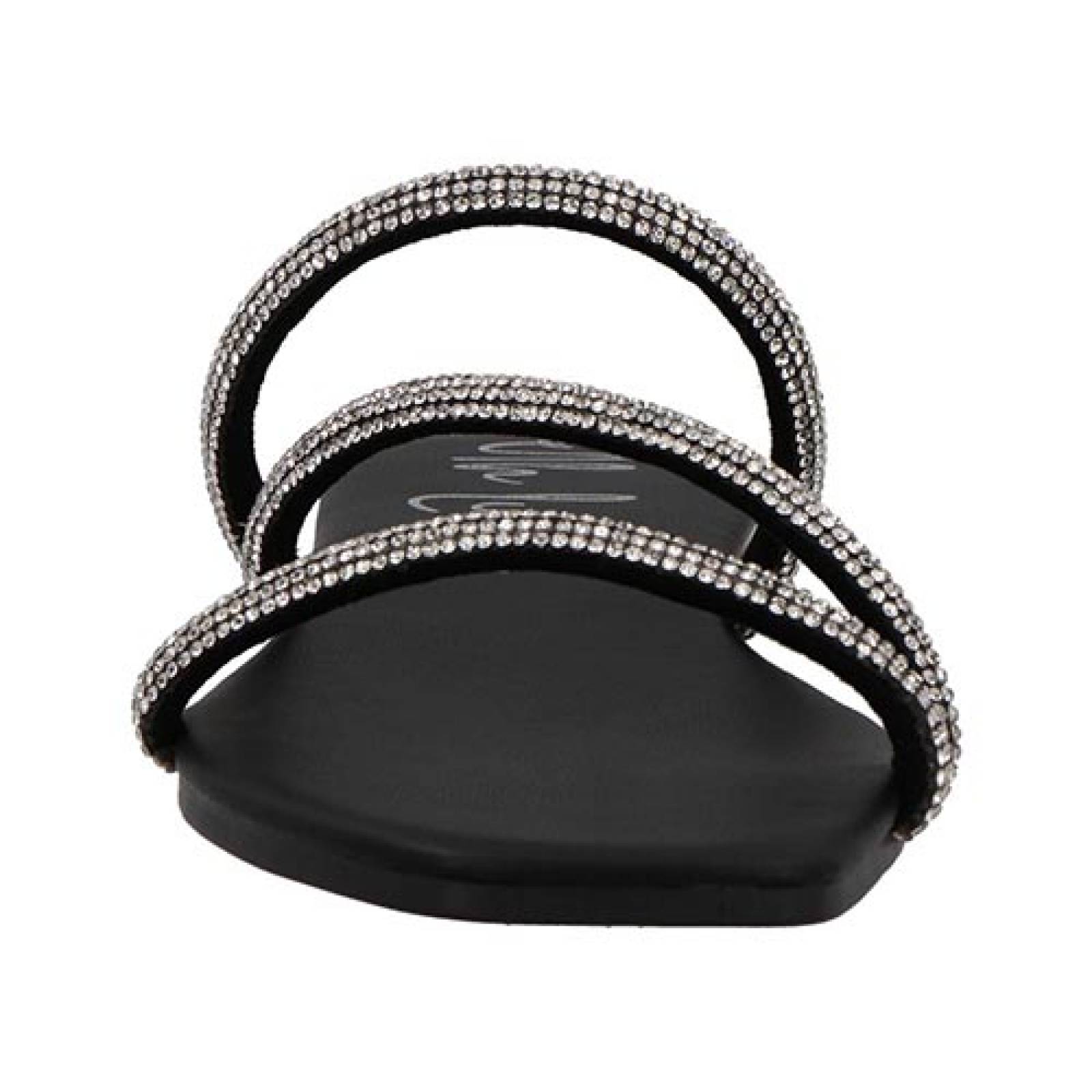 Sandalias Uh Lulu By Eh 3500 Para Mujer De Piso Dama Elegante Color Negro con Piedritas Elegantes