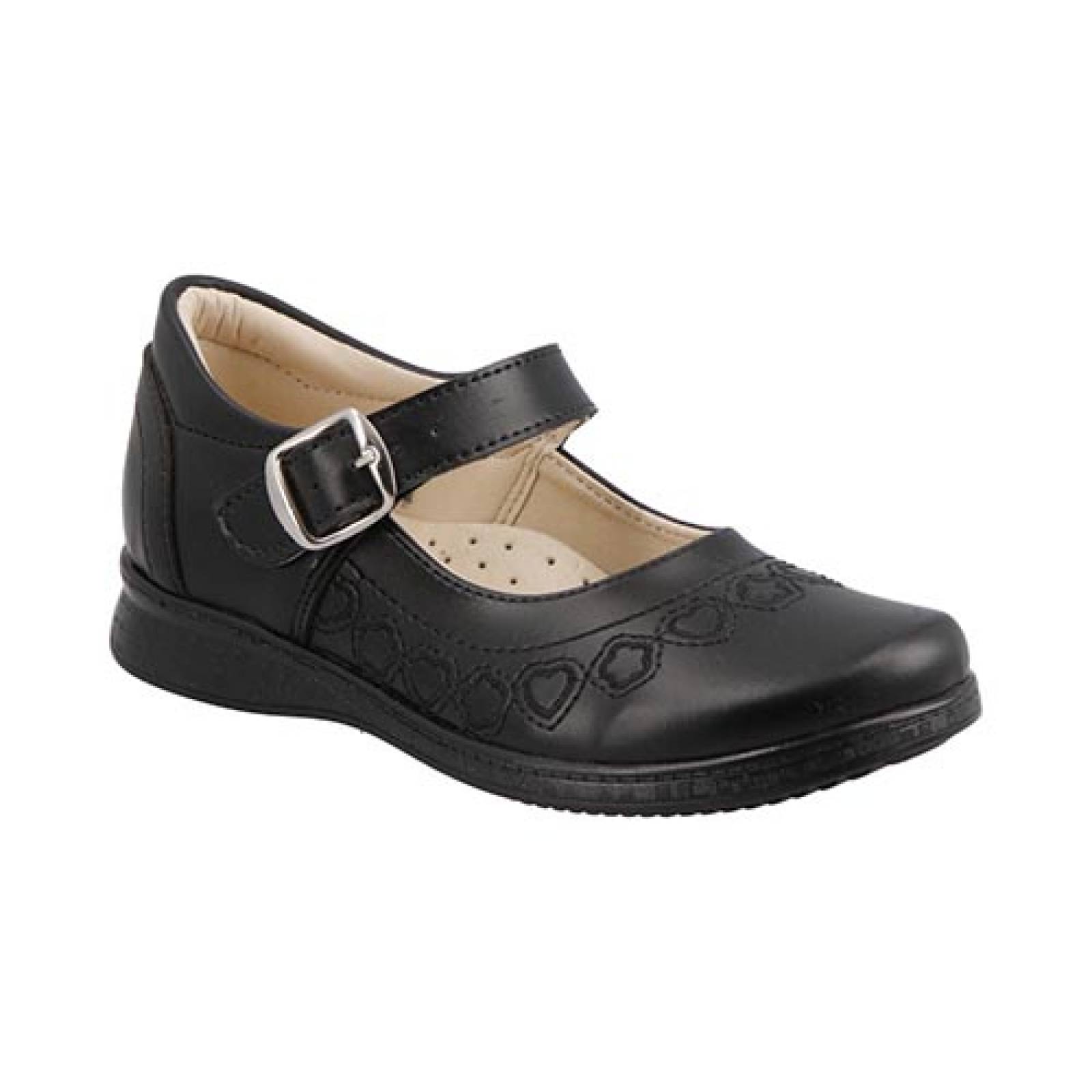 Zapatos Niña Escolares Lady Flores 620 Negro Tallas 15 Al 18