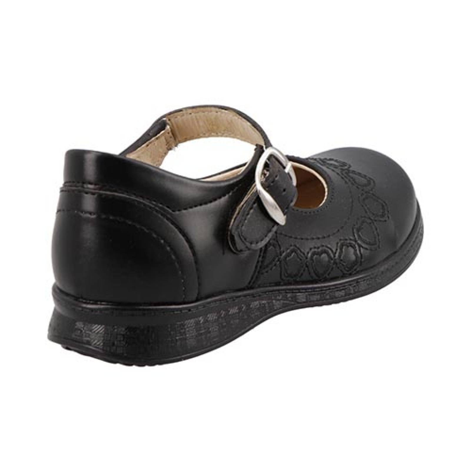 Zapatos Niña Escolares Lady Flores 620 Negro Tallas 15 Al 18