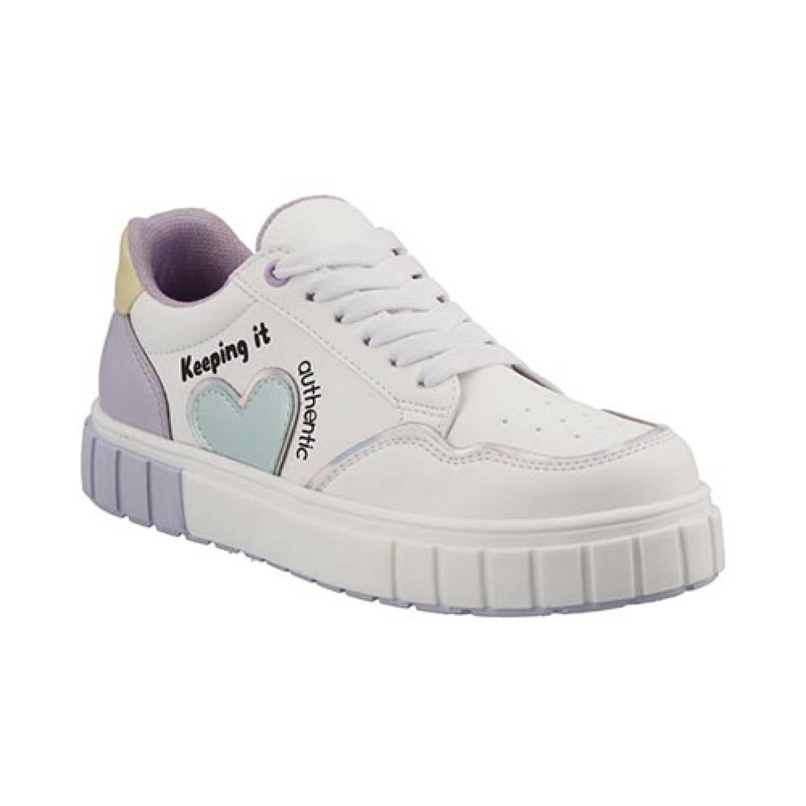 Tenis Para Niña Bambino N702 Corazón Casuales Tallas 18 A 23