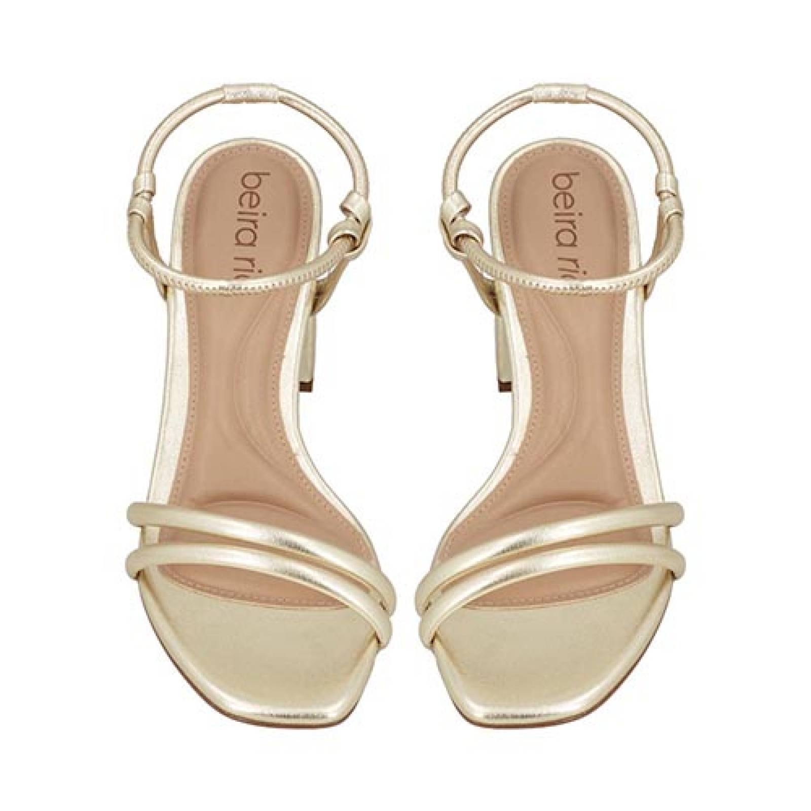 Sandalias De Tacon Ancho Beira Rio 843631 Dorado Zapato Mujer