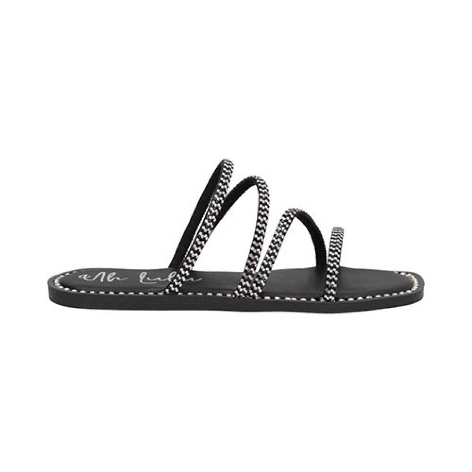 Sandalias UH LULU by EH! 1057 Mujer Sandalia Negro Piso Dama Casual Metedera Color Negro