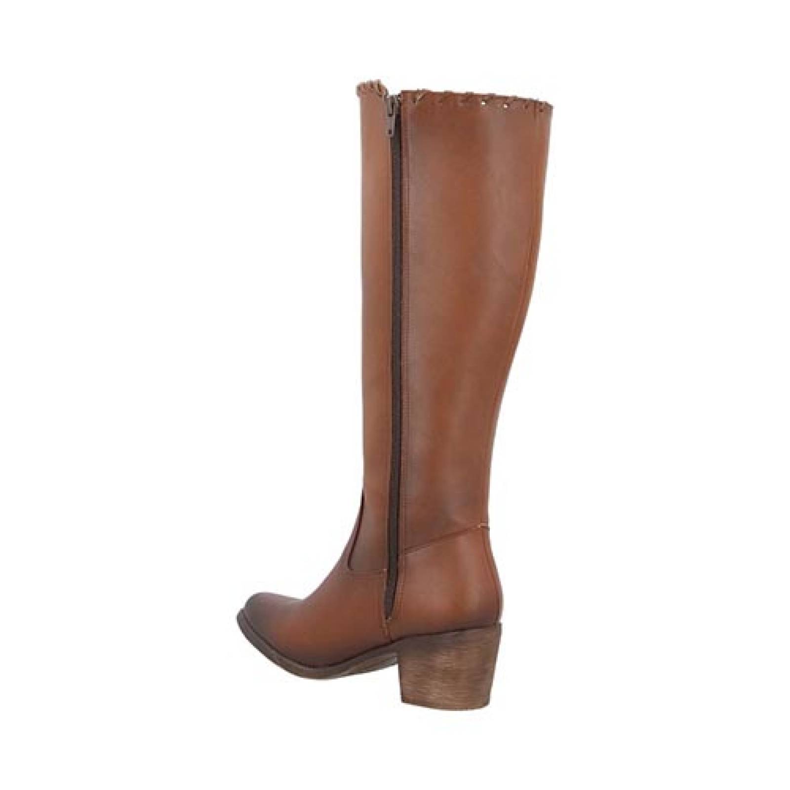 Bota Vaquera Alta Maquech 882 Para Dama Tacon Ancho Texanas Camel 