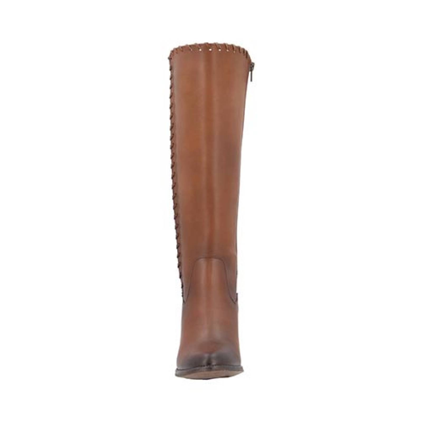 Bota Vaquera Alta Maquech 882 Para Dama Tacon Ancho Texanas Camel 