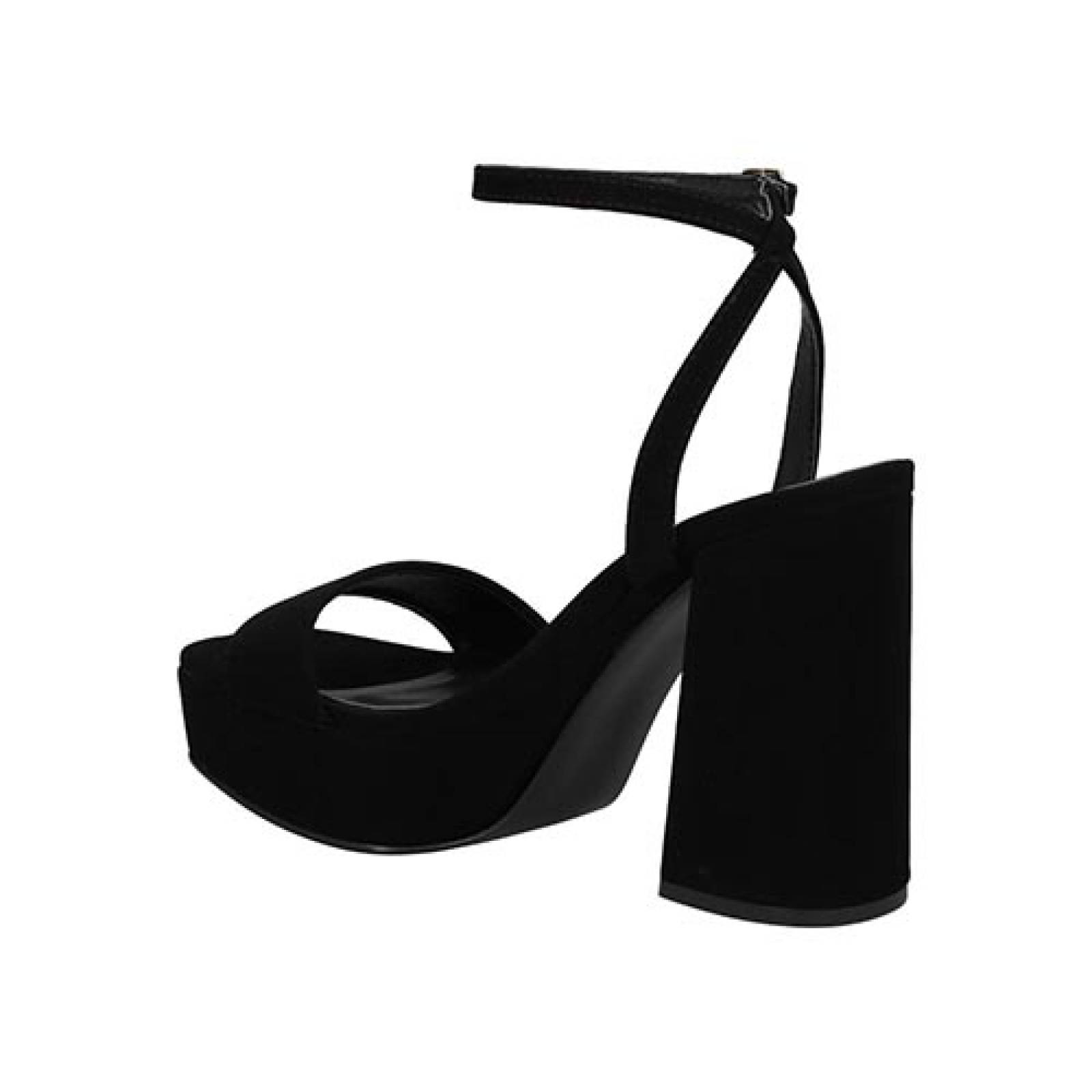 Zapato Tacón Ancho Abierto Miracol 9508 Para Dama Elegantes Color Negro Tallas 23 a 26 