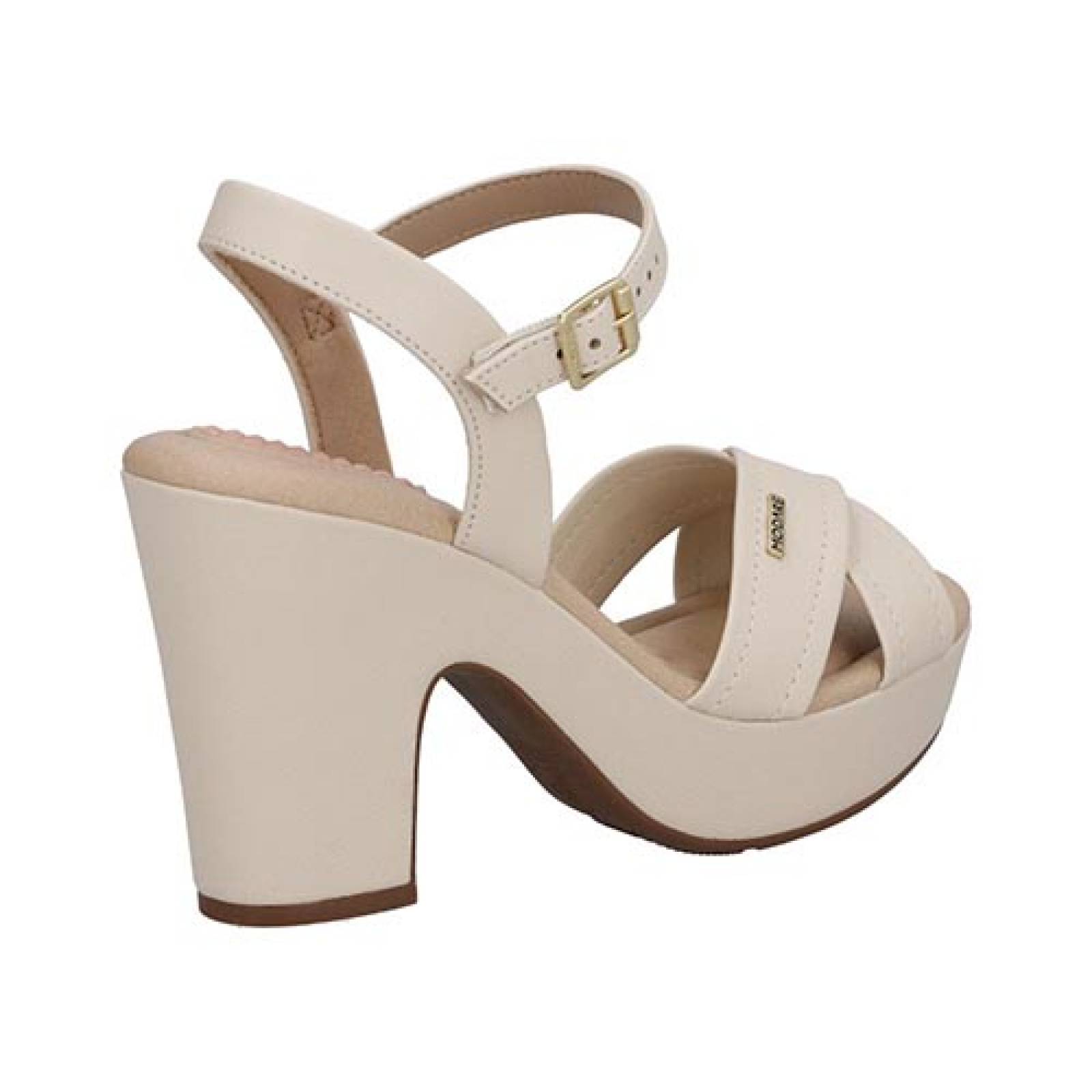 Sandalia Dama Modare 71651 Zapato Acojinado Tacón Ancho Alto Color Crema