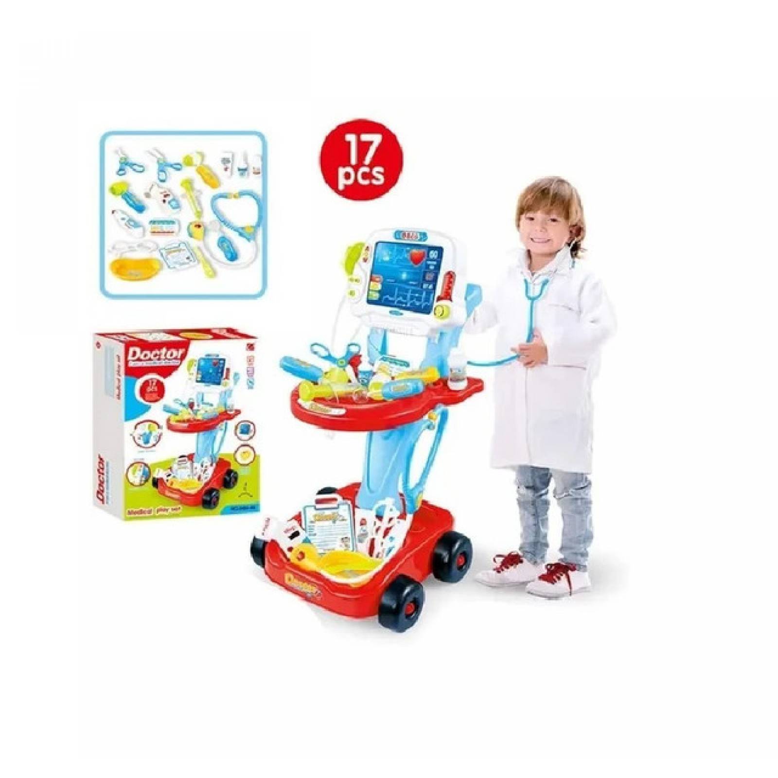 Juego Medico Carrito De Roll Niños 17pcs Juguetes Simulacion