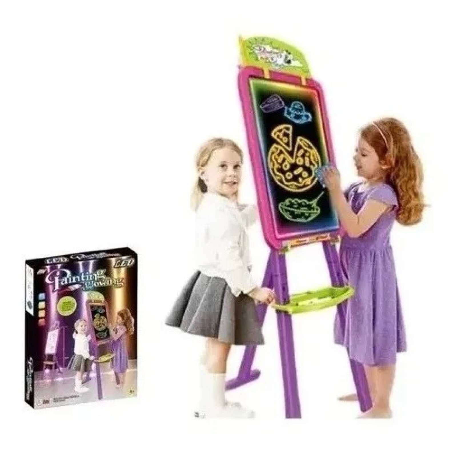 Pizarrón Mágico Led Caballete Niños Juguetes Pintura Arte 3