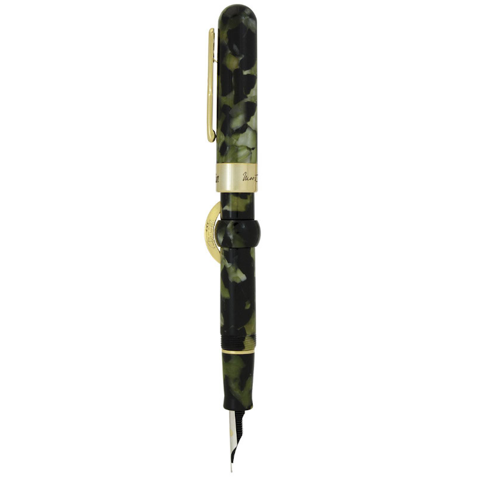 Pluma Fuente Conklin® Crescent Filler Vintage Green c/ Gold Trim (M)