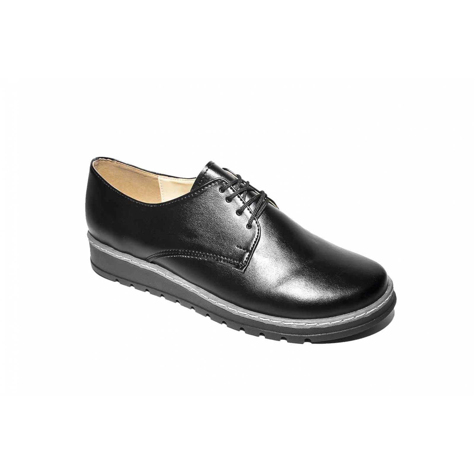 Zapato dama negro casual agujeta cerrado