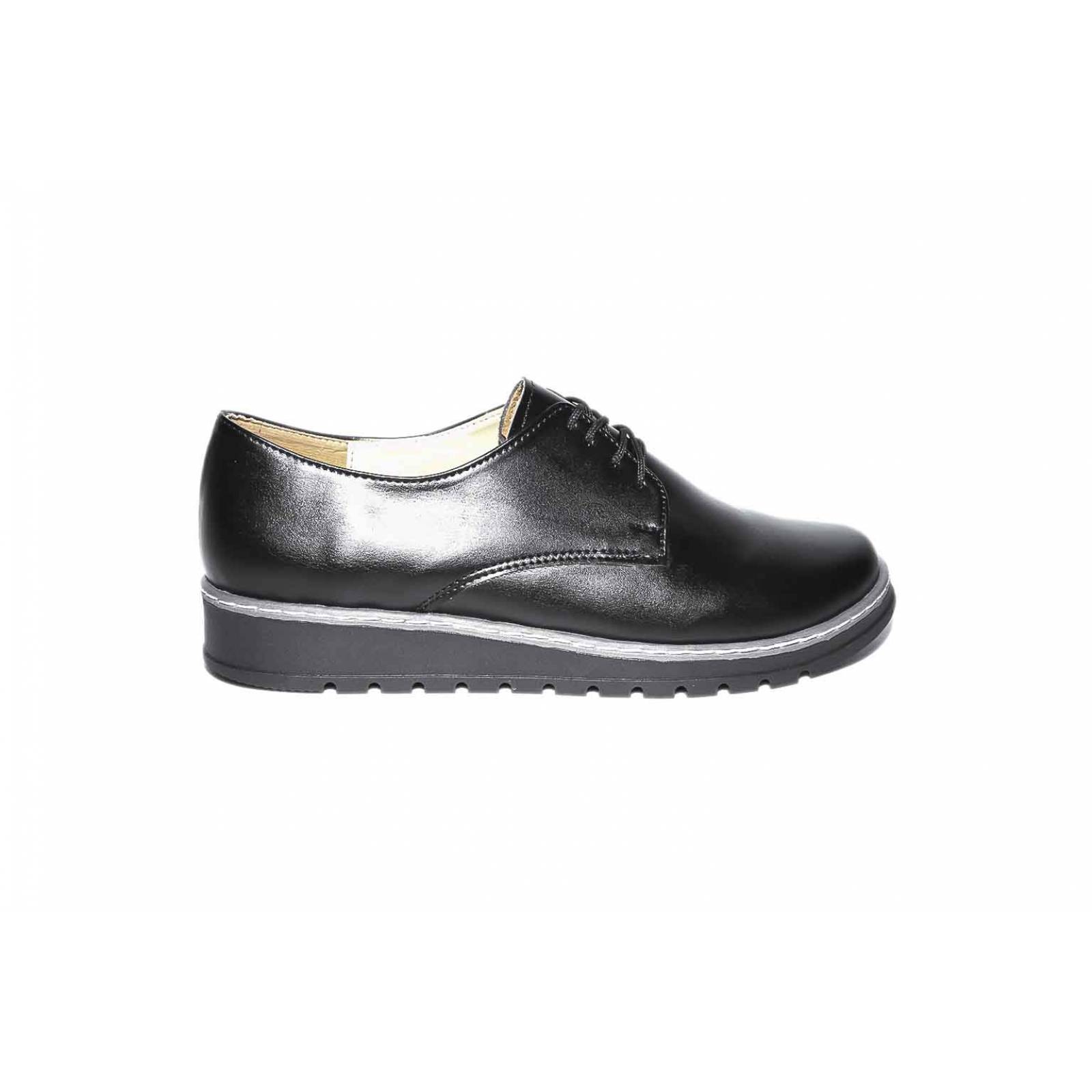 Zapato dama negro casual agujeta cerrado