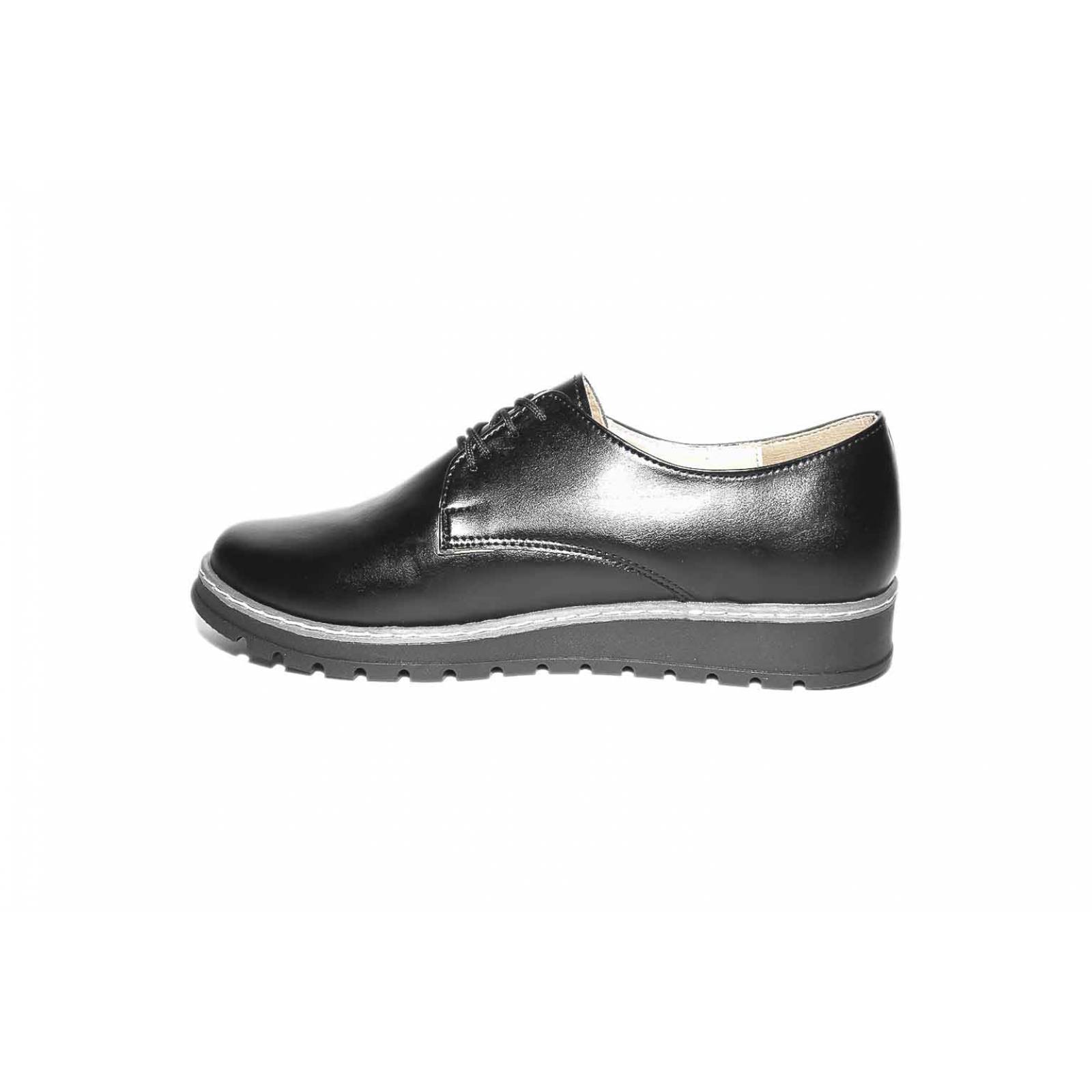 Zapato dama negro casual agujeta cerrado