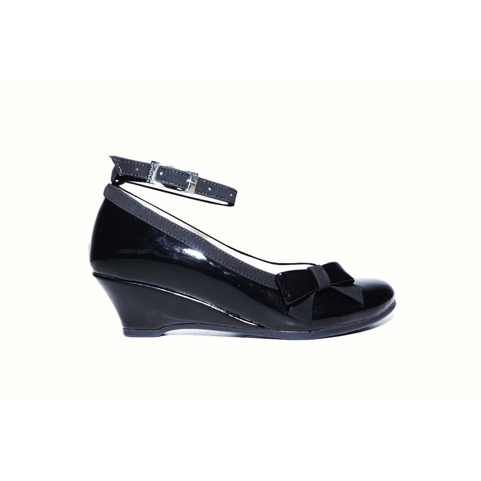 Zapato fiesta niña negro pulsera tacón cuña 22/26