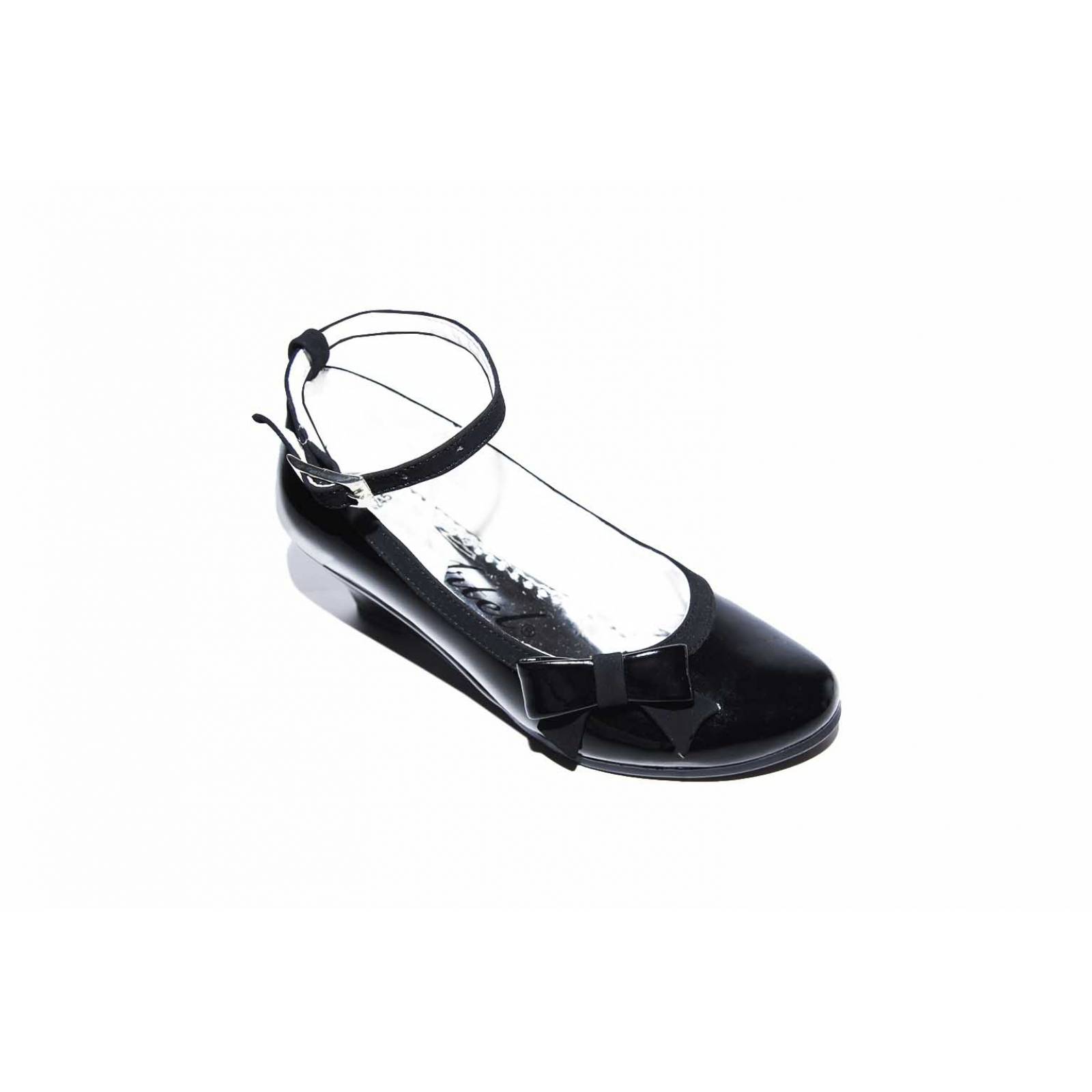 Zapato fiesta niña negro pulsera tacón cuña 22/26