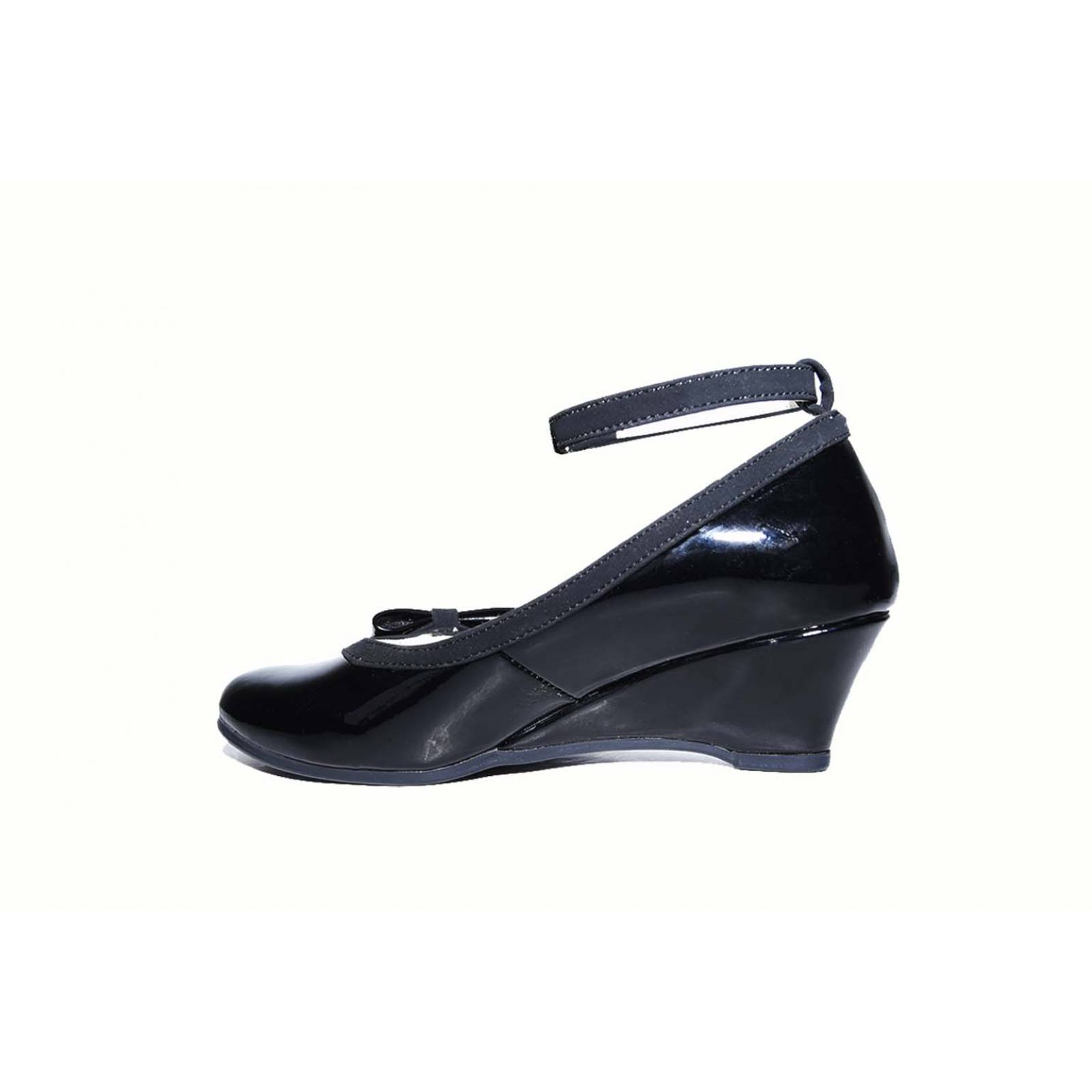 Zapato fiesta niña negro pulsera tacón cuña 22/26